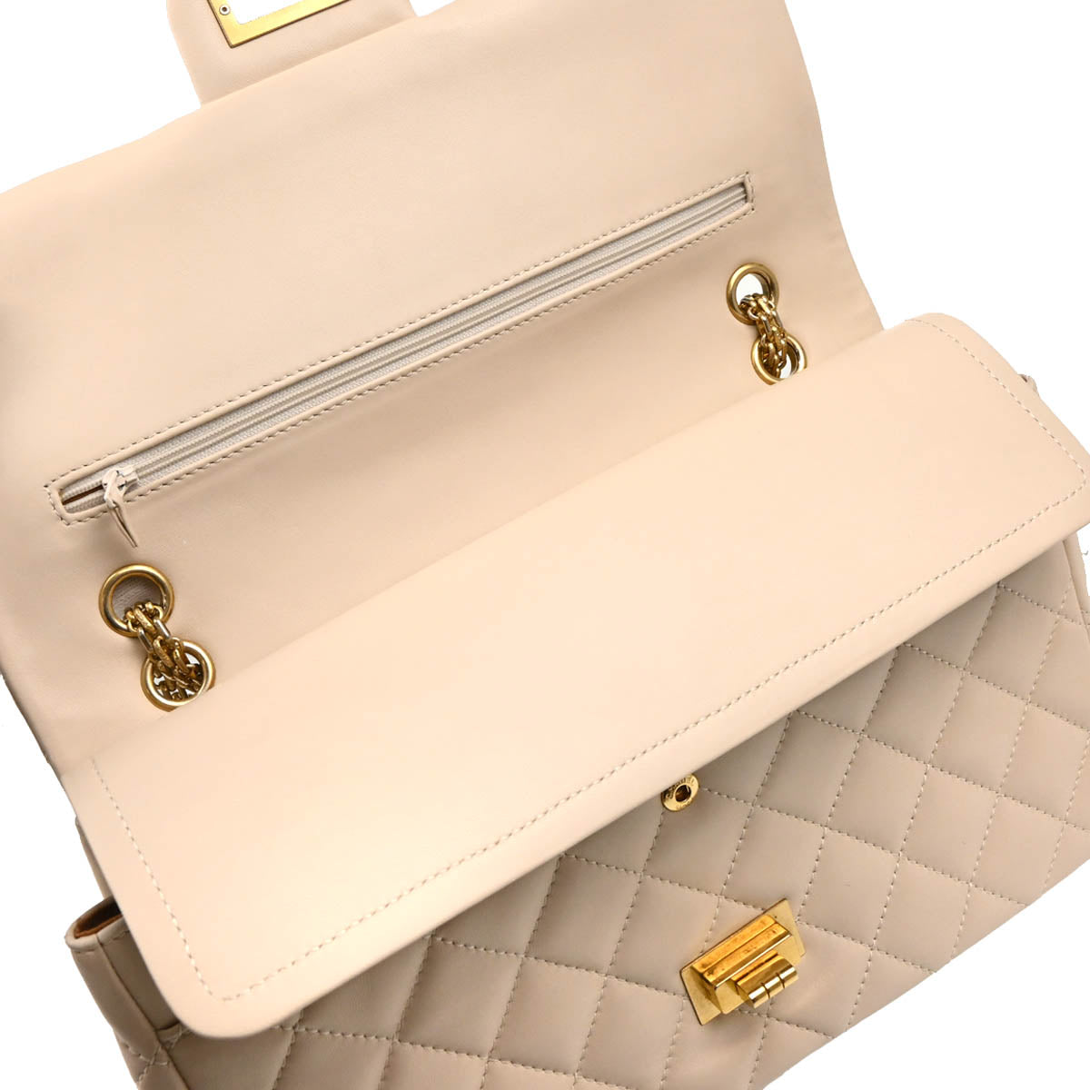 Chanel 2010-2011 Beige Lambskin 2.55 Jumbo Double Flap Shoulder Bag