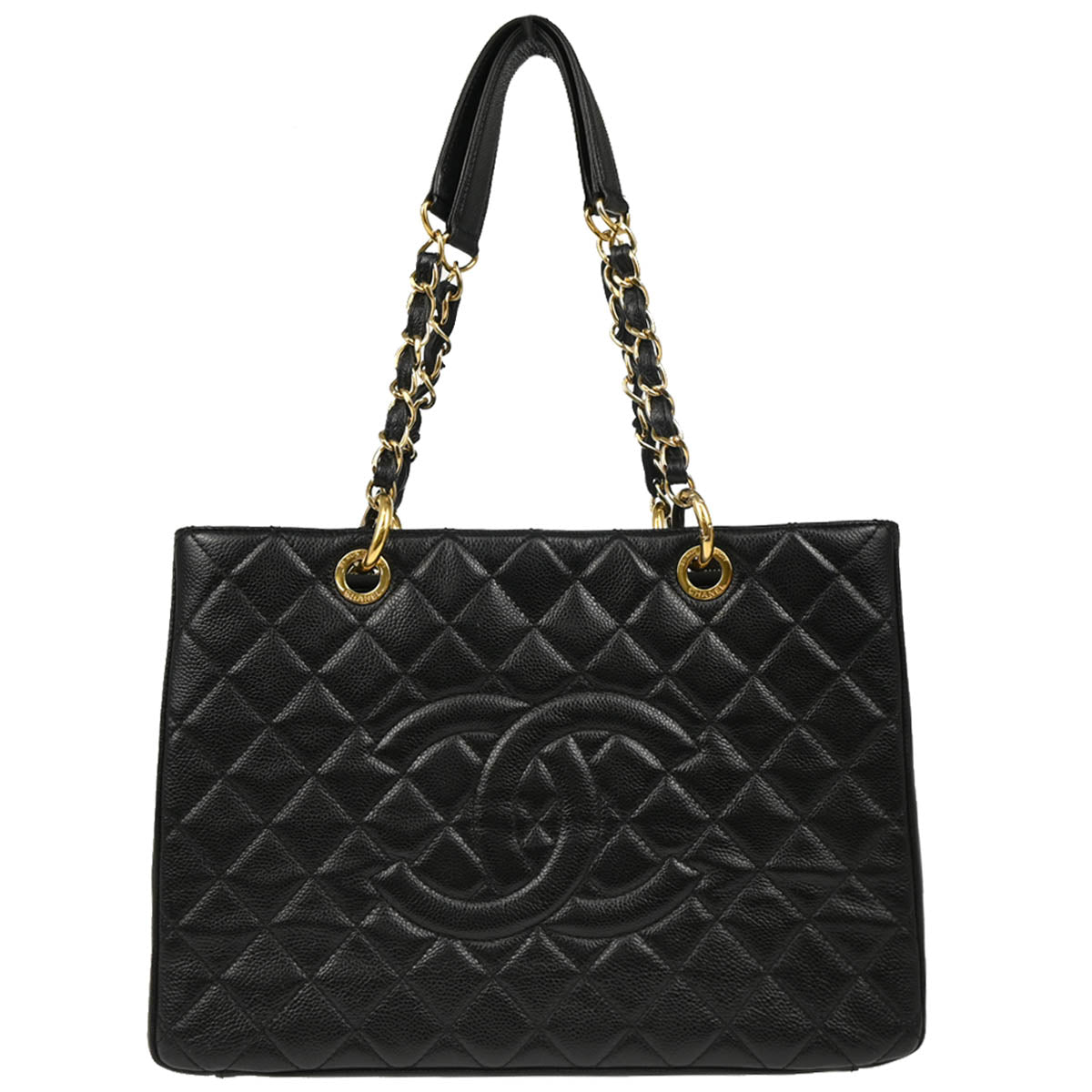 Chanel 2012 Black Caviar Grand Shopping Tote GST Handbag