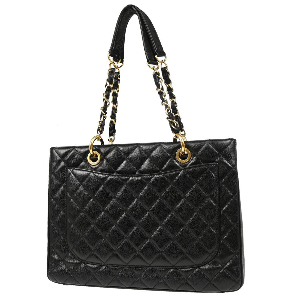 Chanel 2012 Black Caviar Grand Shopping Tote GST Handbag
