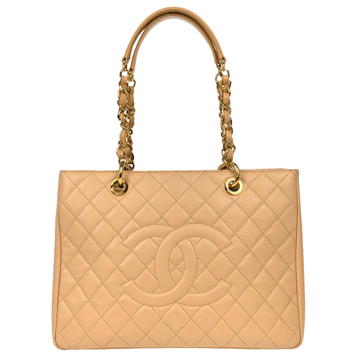 Chanel 2014 Beige Caviar Grand Shopping Tote GST Handbag