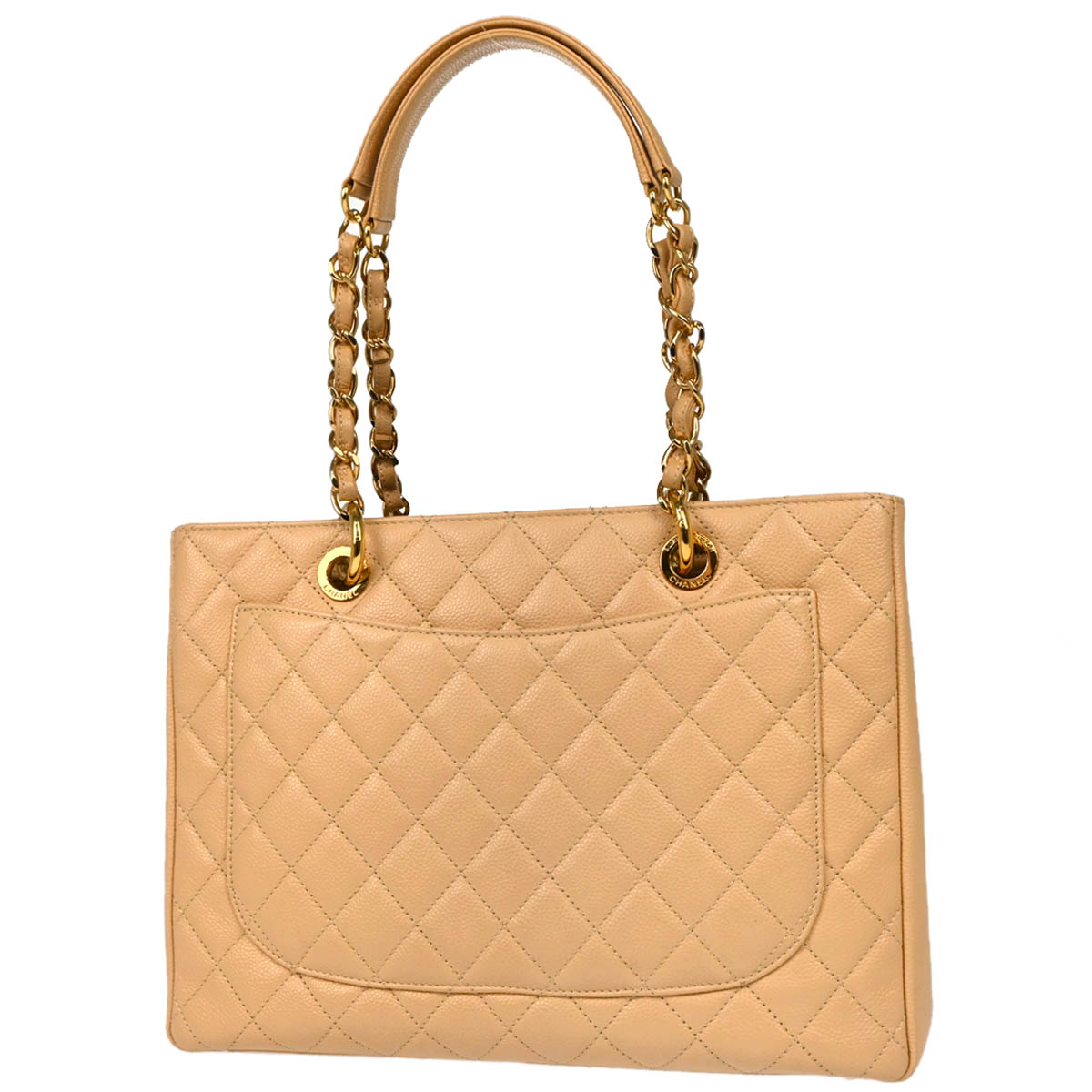 Chanel 2014 Beige Caviar Grand Shopping Tote GST Handbag
