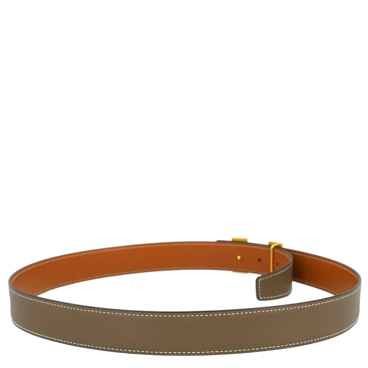 Hermes Gray Epsom Swift Constance Reversible Belt #90 Small Good