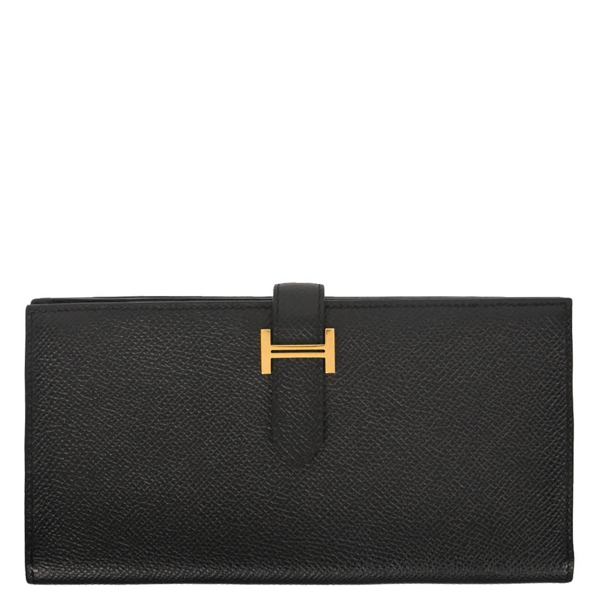 Hermes 2017 Black Epsom Bearn Soufre Bifold Long Wallet