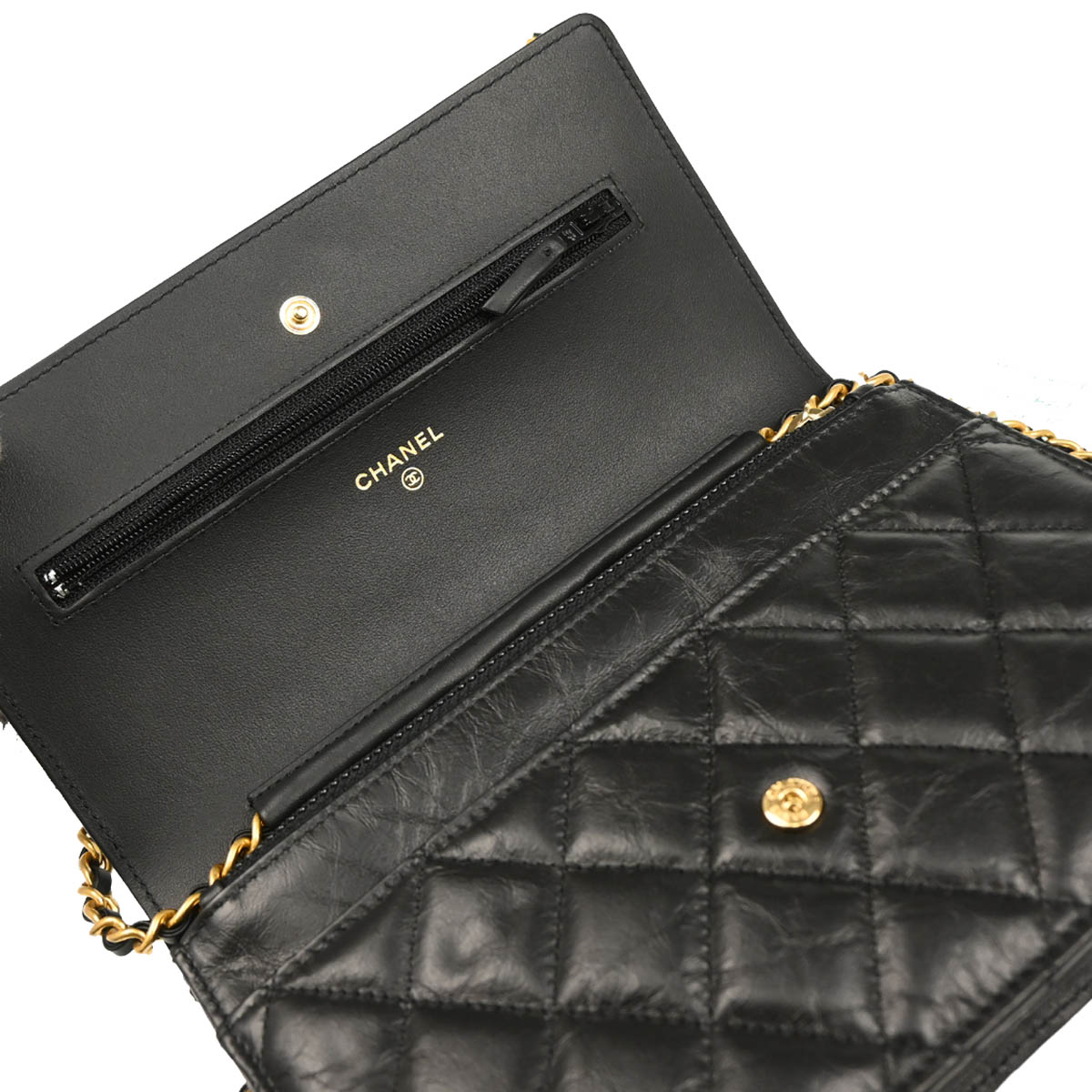 Chanel 2017 Black Calfskin Icon Mademoiselle Lock WOC Shoulder Wallet Bag