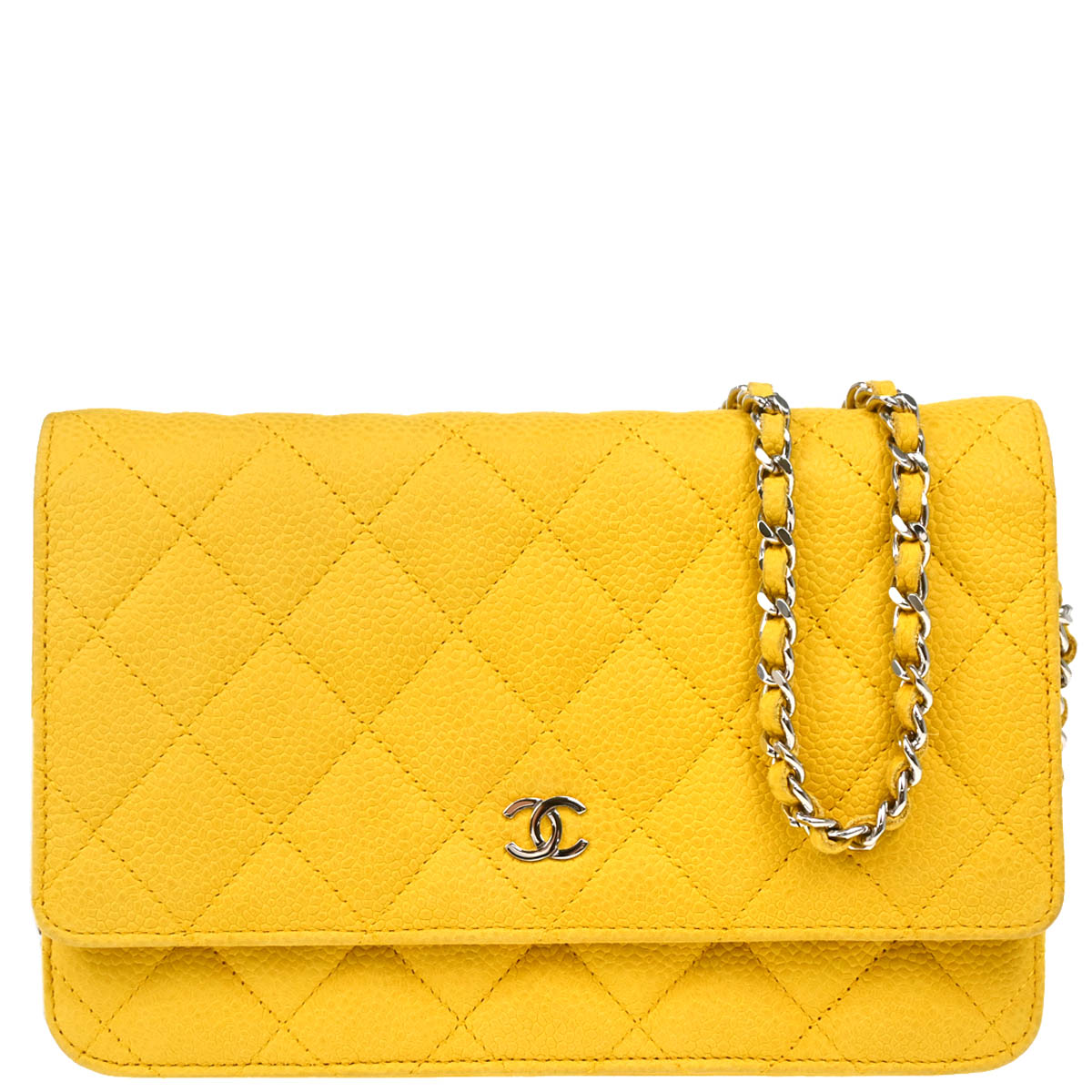 Chanel 2013-2014 Yellow Caviar Classic WOC Shoulder Wallet Bag