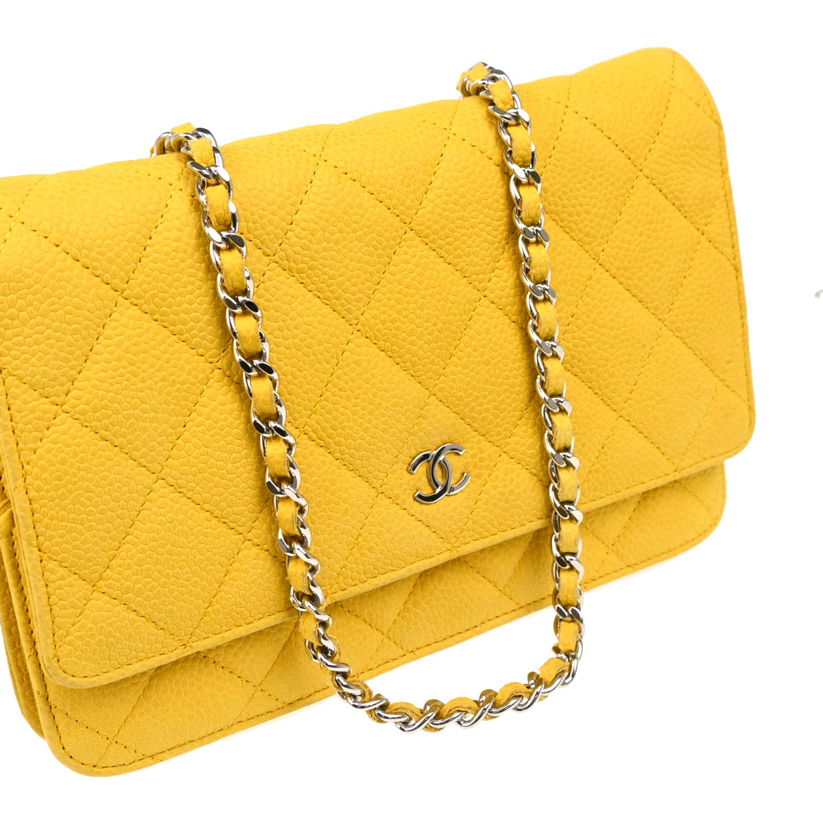 Chanel 2013-2014 Yellow Caviar Classic WOC Shoulder Wallet Bag