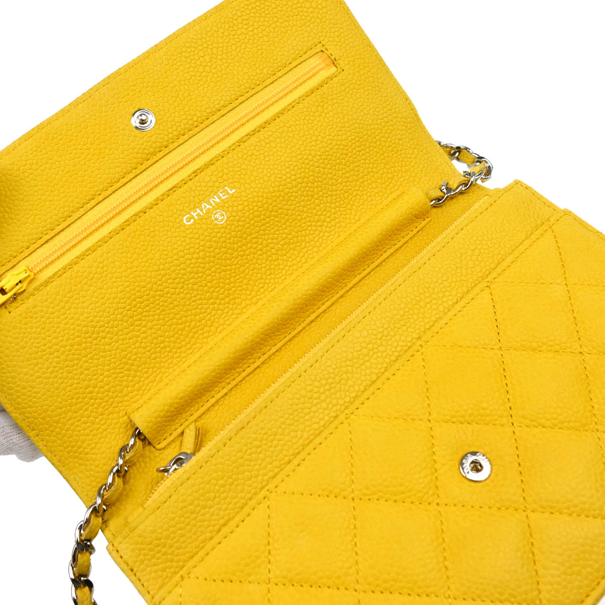 Chanel 2013-2014 Yellow Caviar Classic WOC Shoulder Wallet Bag