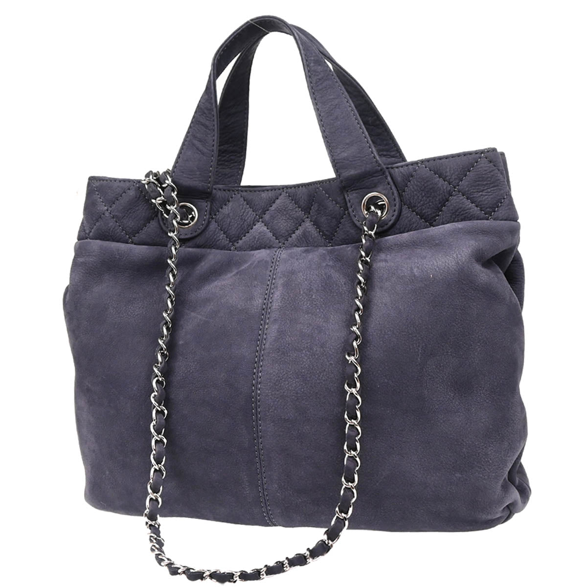 Chanel 2012-2013 Blue Gray Suede Trianon Tote Handbag