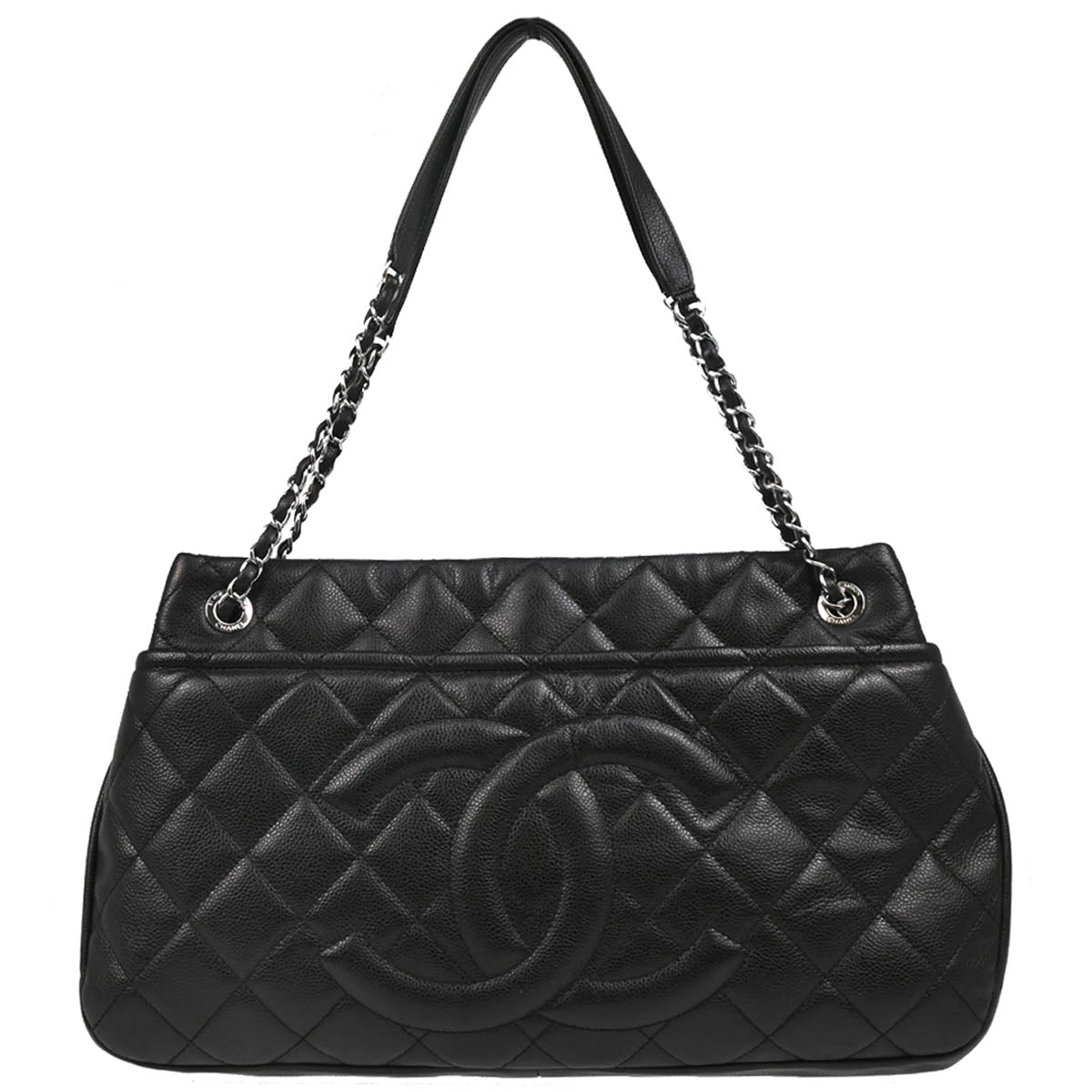 Chanel 2012-2013 Black Caviaｒ Timeless CC Chain Tote Handbag