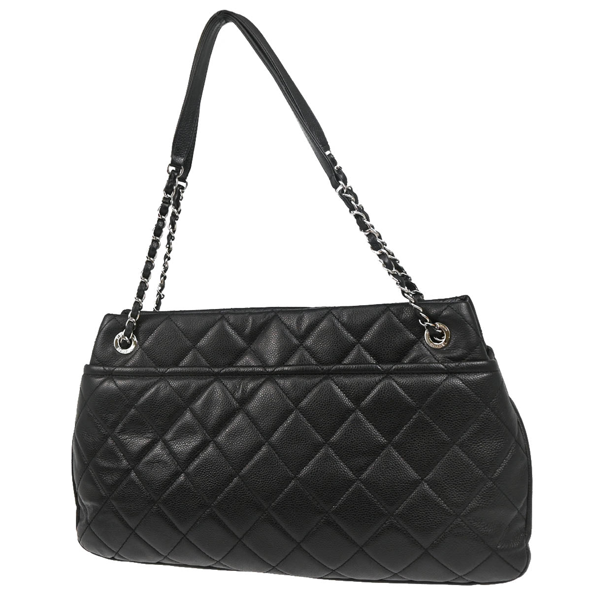 Chanel 2012-2013 Black Caviaｒ Timeless CC Chain Tote Handbag