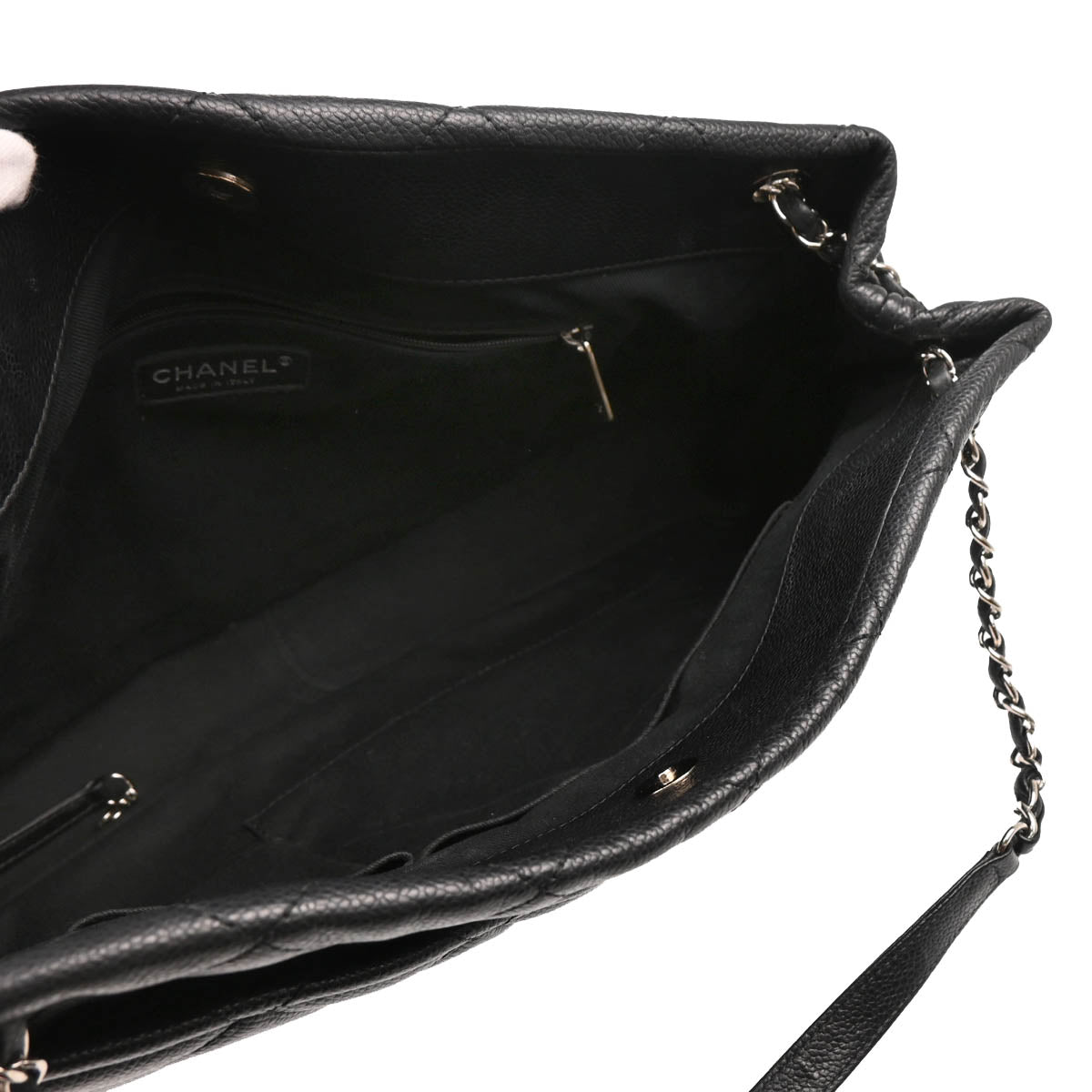 Chanel 2012-2013 Black Caviaｒ Timeless CC Chain Tote Handbag