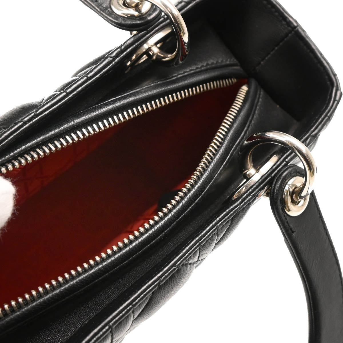 Christian Dior 2012 Black Lambskin MediumLady Dior Cannage 2way Shoulder Handbag