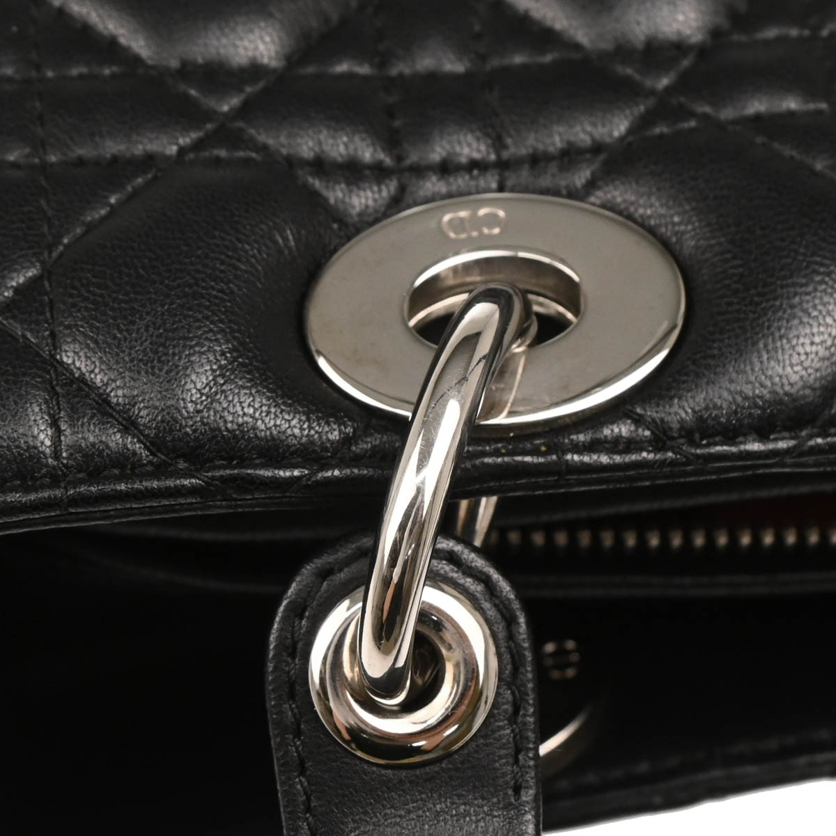 Christian Dior 2012 Black Lambskin MediumLady Dior Cannage 2way Shoulder Handbag