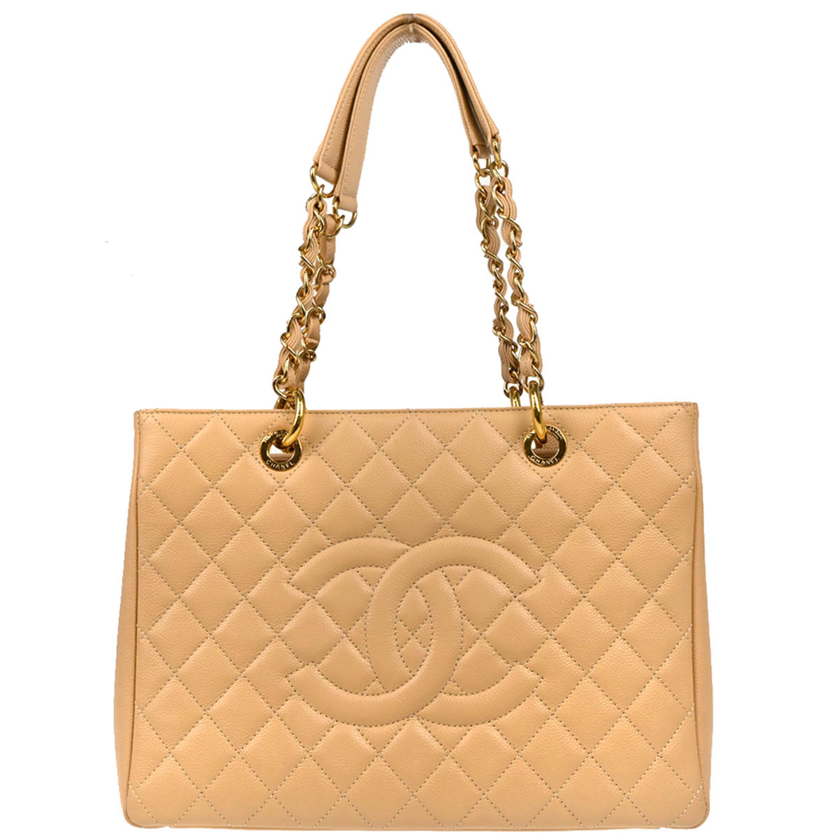 Chanel 2014-2015 Beige Caviar Grand Shopping Tote GST Handbag