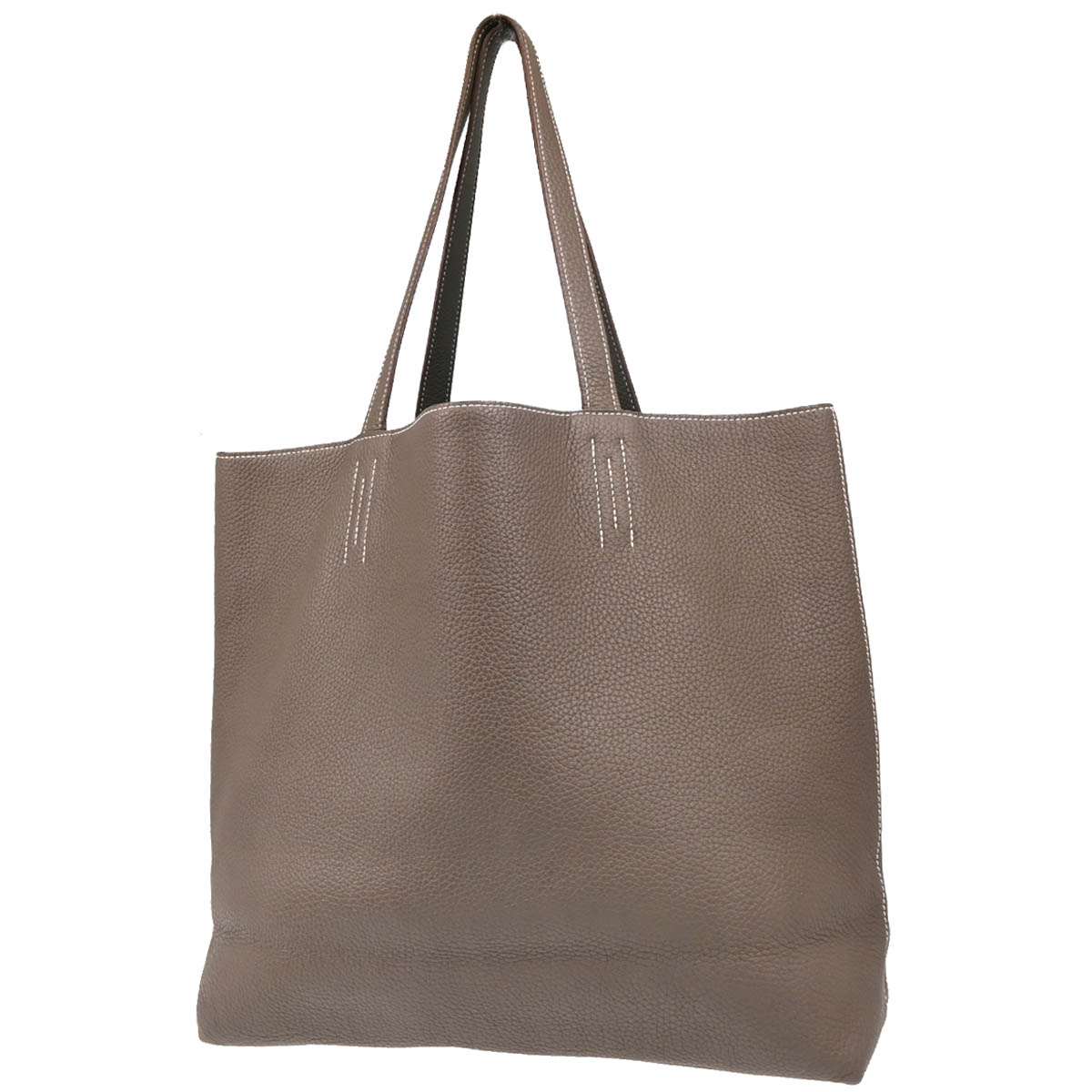 Hermes 2011 Etoupe Taurillon Clemence Double Sens 36 Reversible Tote Handbag