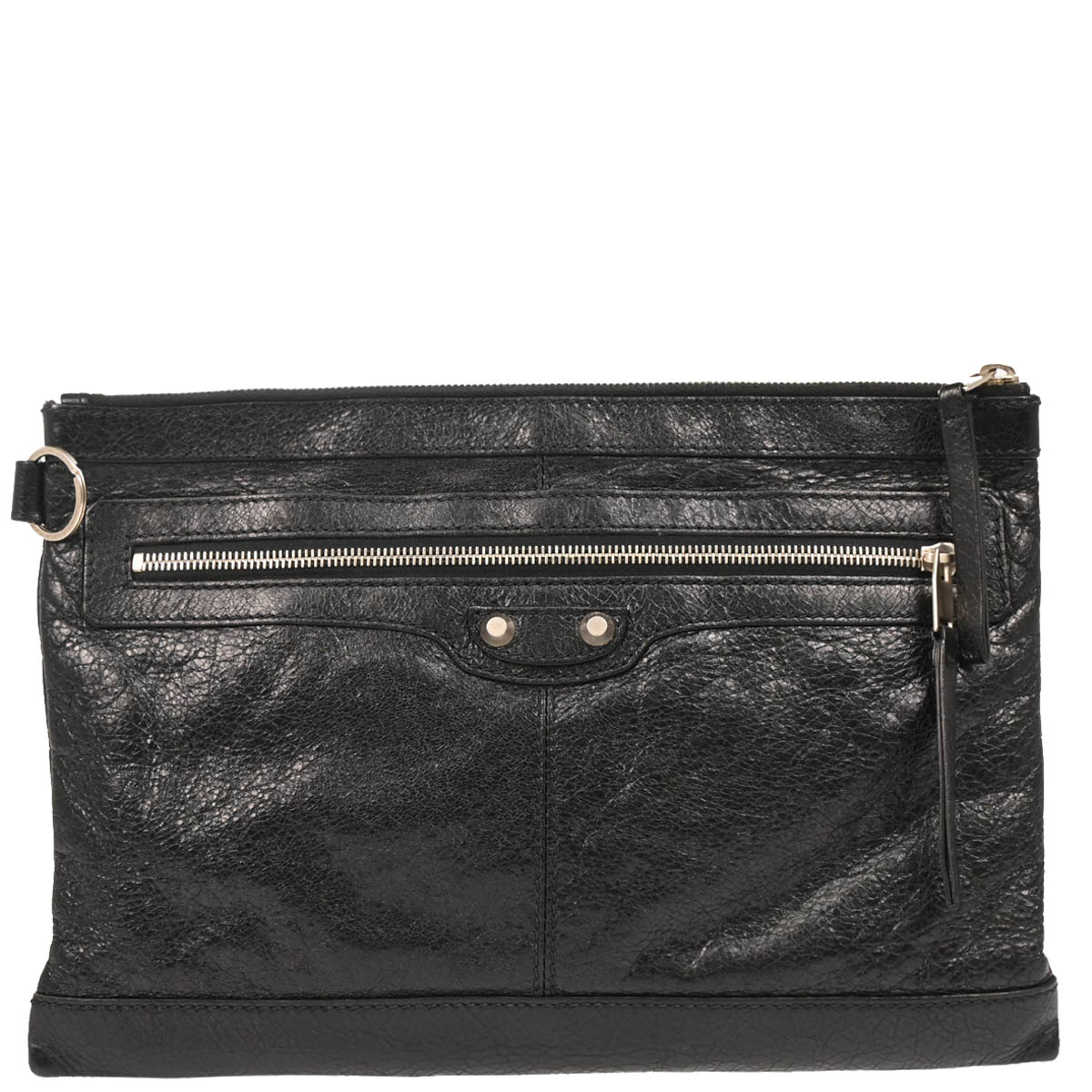 Balenciaga Black Lambskin Clip M Clutch Bag