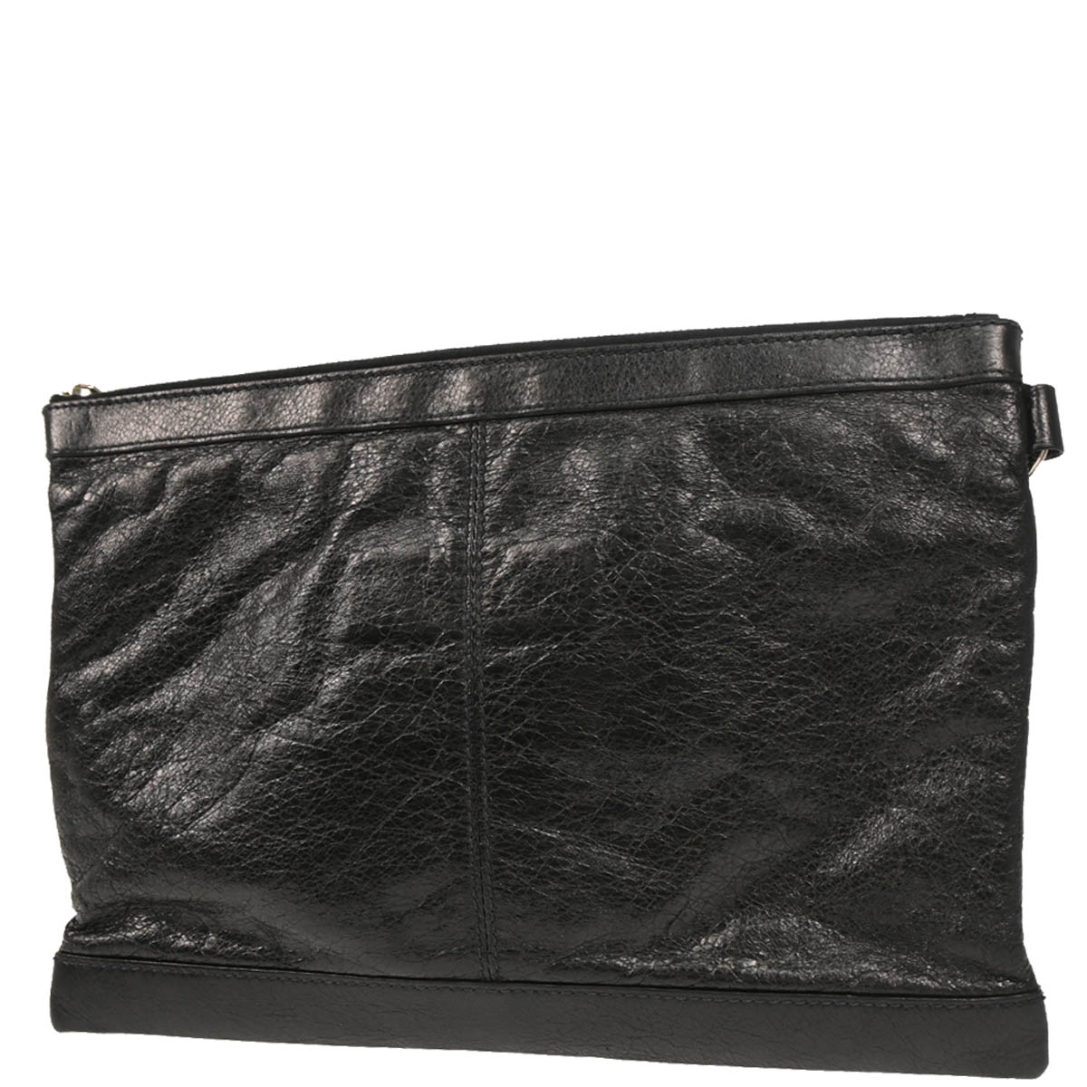 Balenciaga Black Lambskin Clip M Clutch Bag