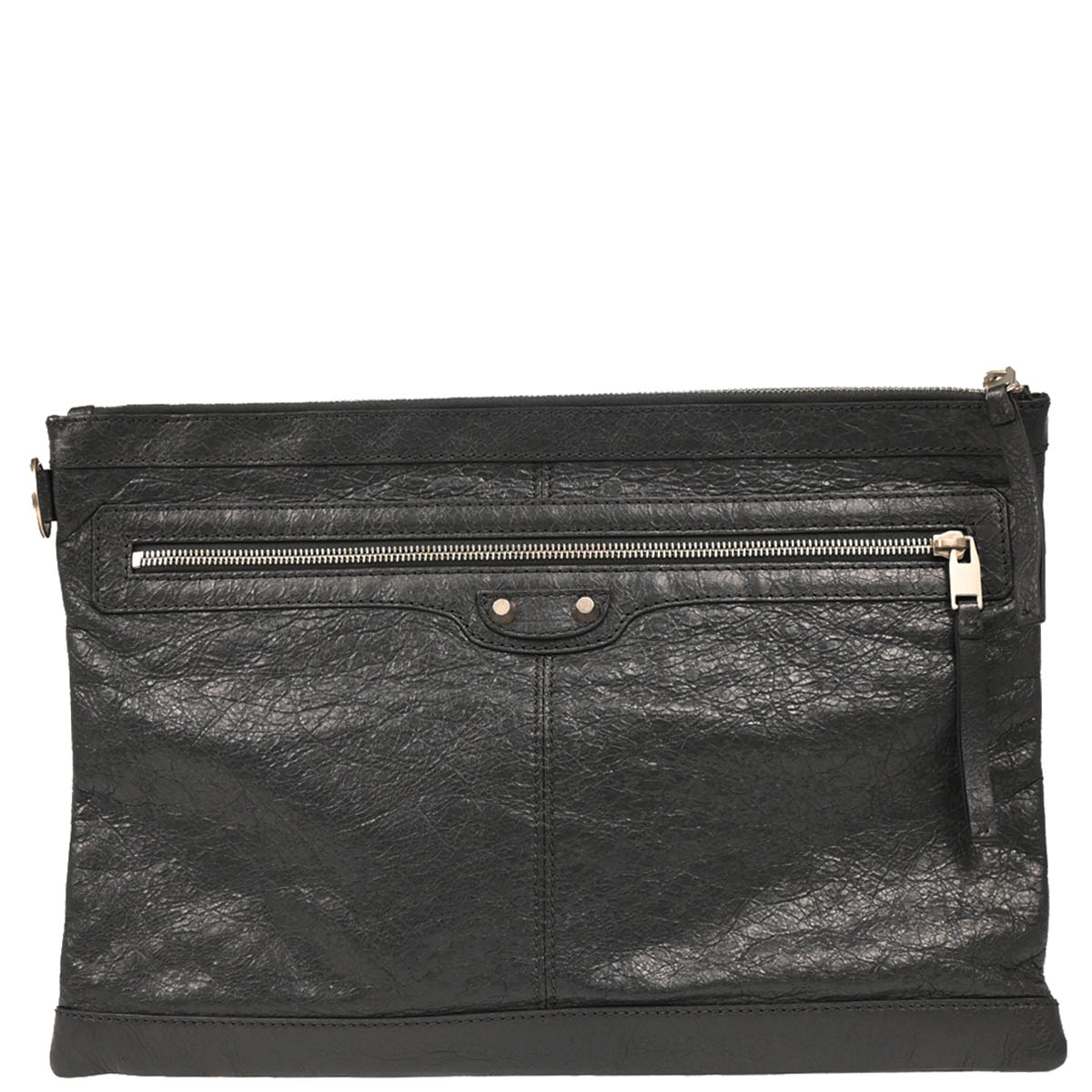 Balenciaga Gray Lambskin Clip L Clutch Bag