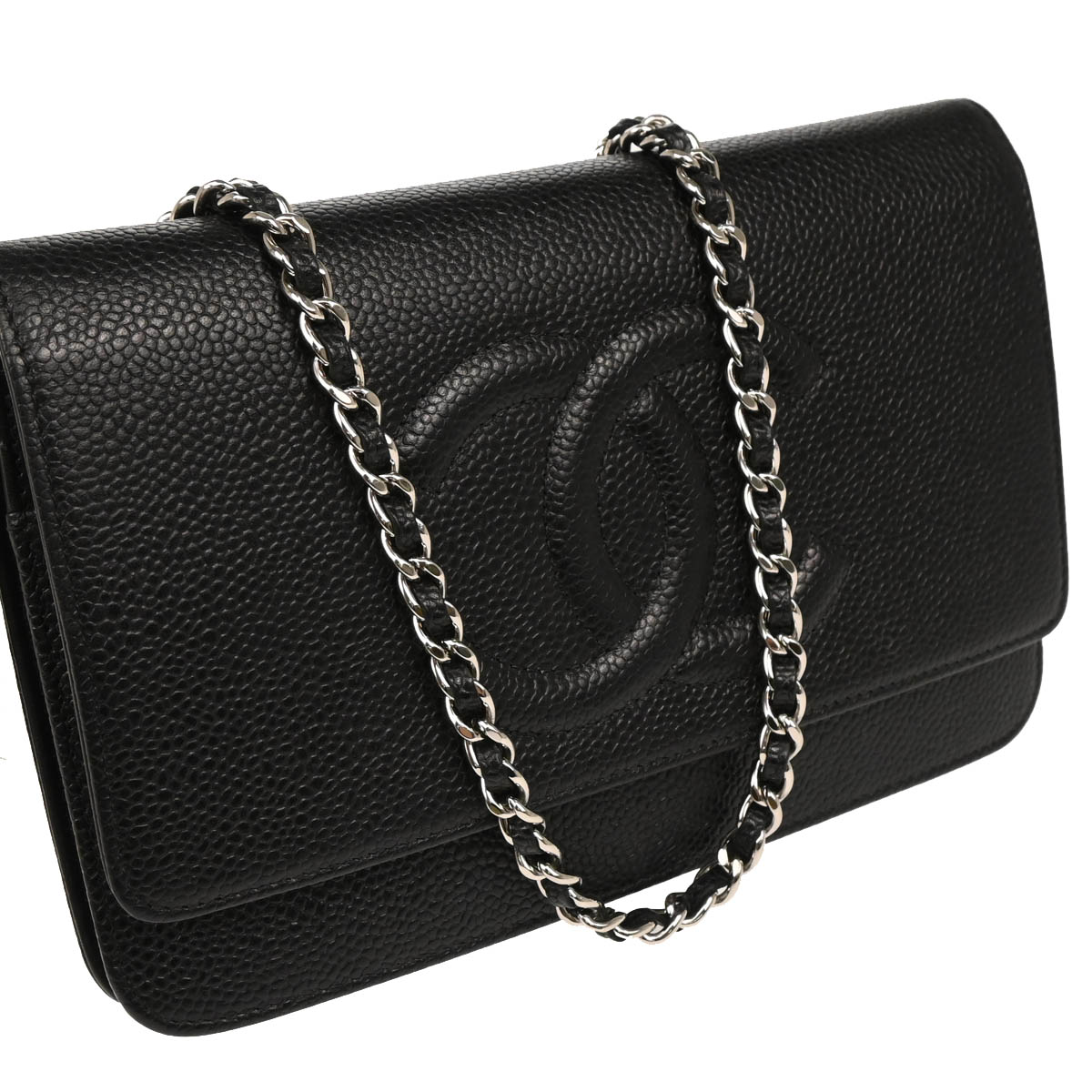 Chanel 2012-2013 Black Caviar Timeless WOC Shoulder Wallet Bag