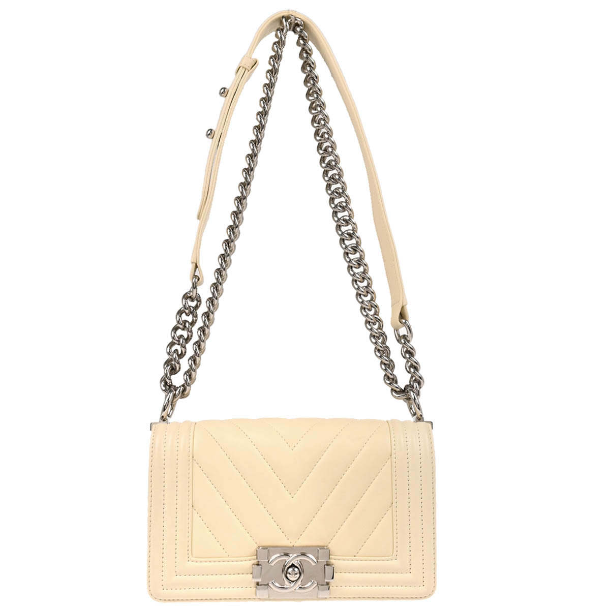 Boy Chanel 2016-2017 White Lambskin Small Chain Shoulder Bag