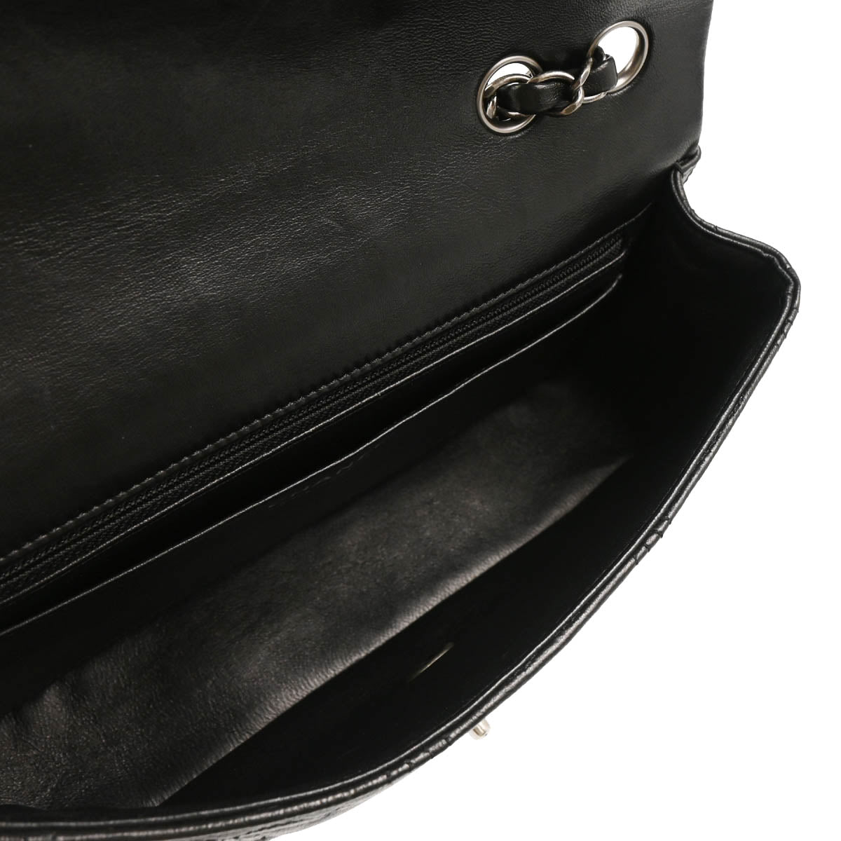 Chanel 2014 Black Lambskin CC Stitch Single Flap Shoulder Bag