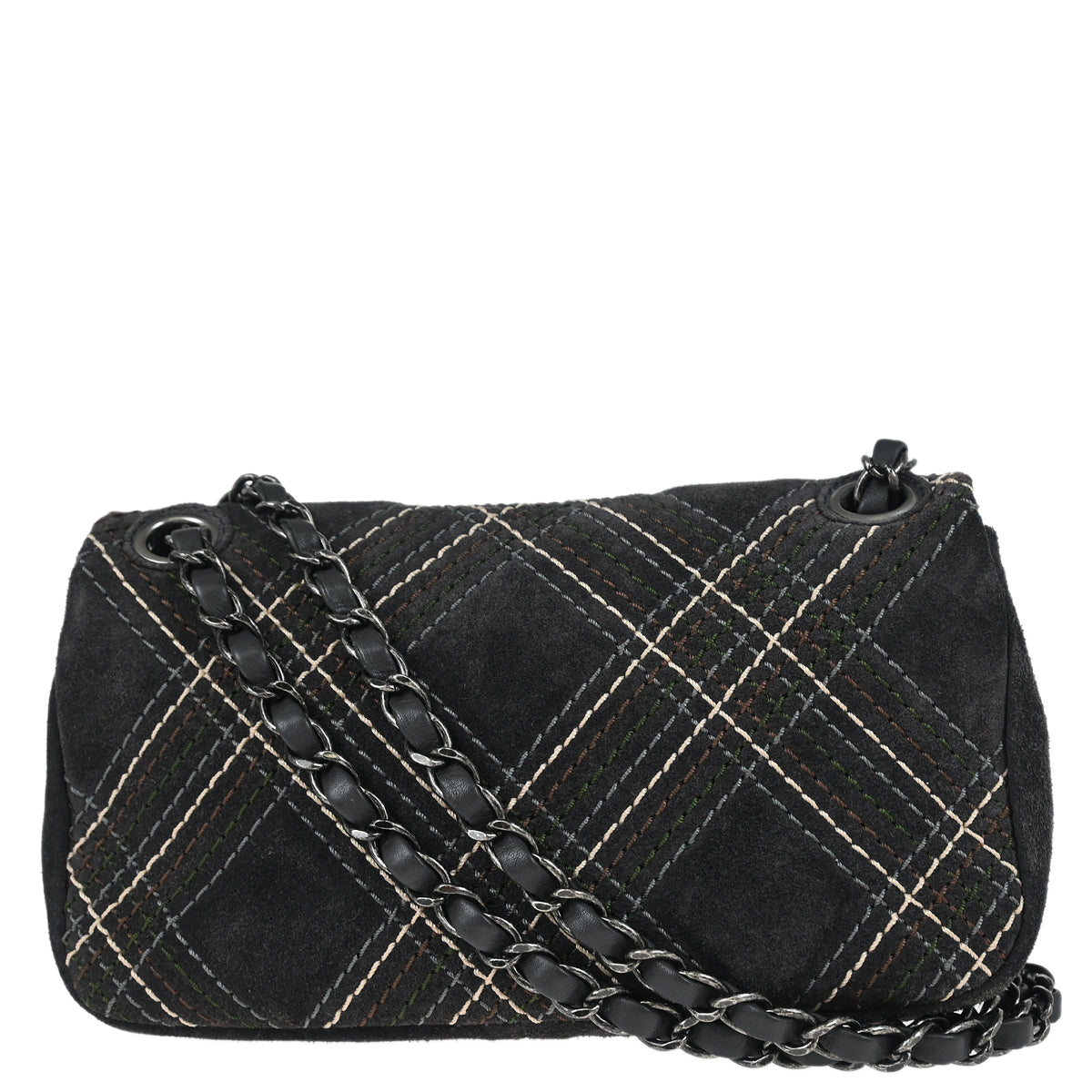 Chanel 2013-2014 Gray Suede Single Flap Shoulder Bag