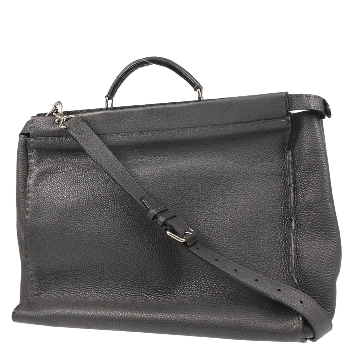 Fendi Gray Leather Peekaboo 2way Shoulder Handbag