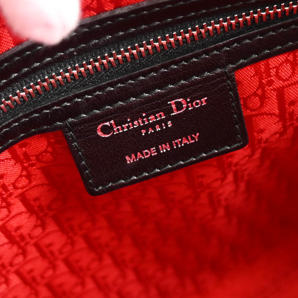 Christian Dior 2011 Black Lambskin Large Lady Dior Cannage 2way Shoulder Handbag