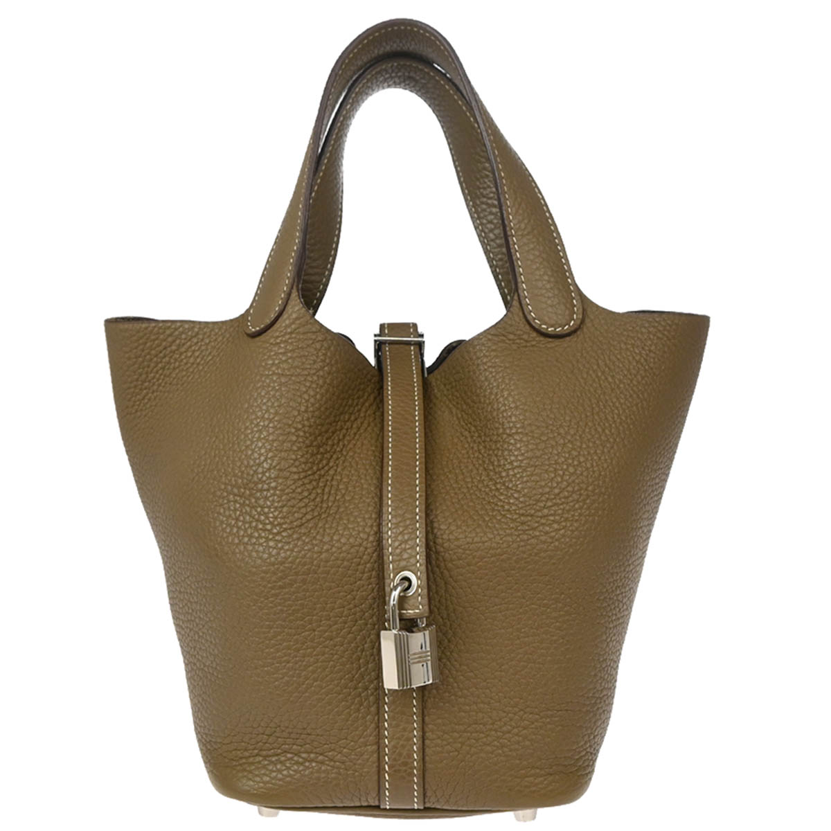 Hermes 2018 Etoupe Taurillon Clemence Picotin Lock 18 PM Handbag