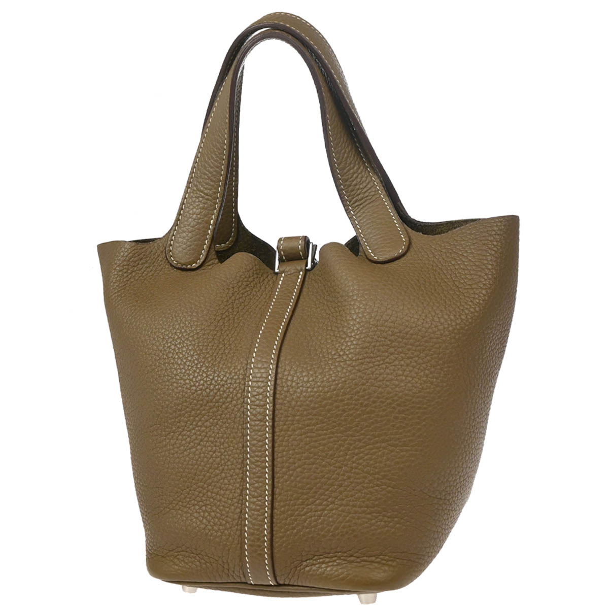 Hermes 2018 Etoupe Taurillon Clemence Picotin Lock 18 PM Handbag
