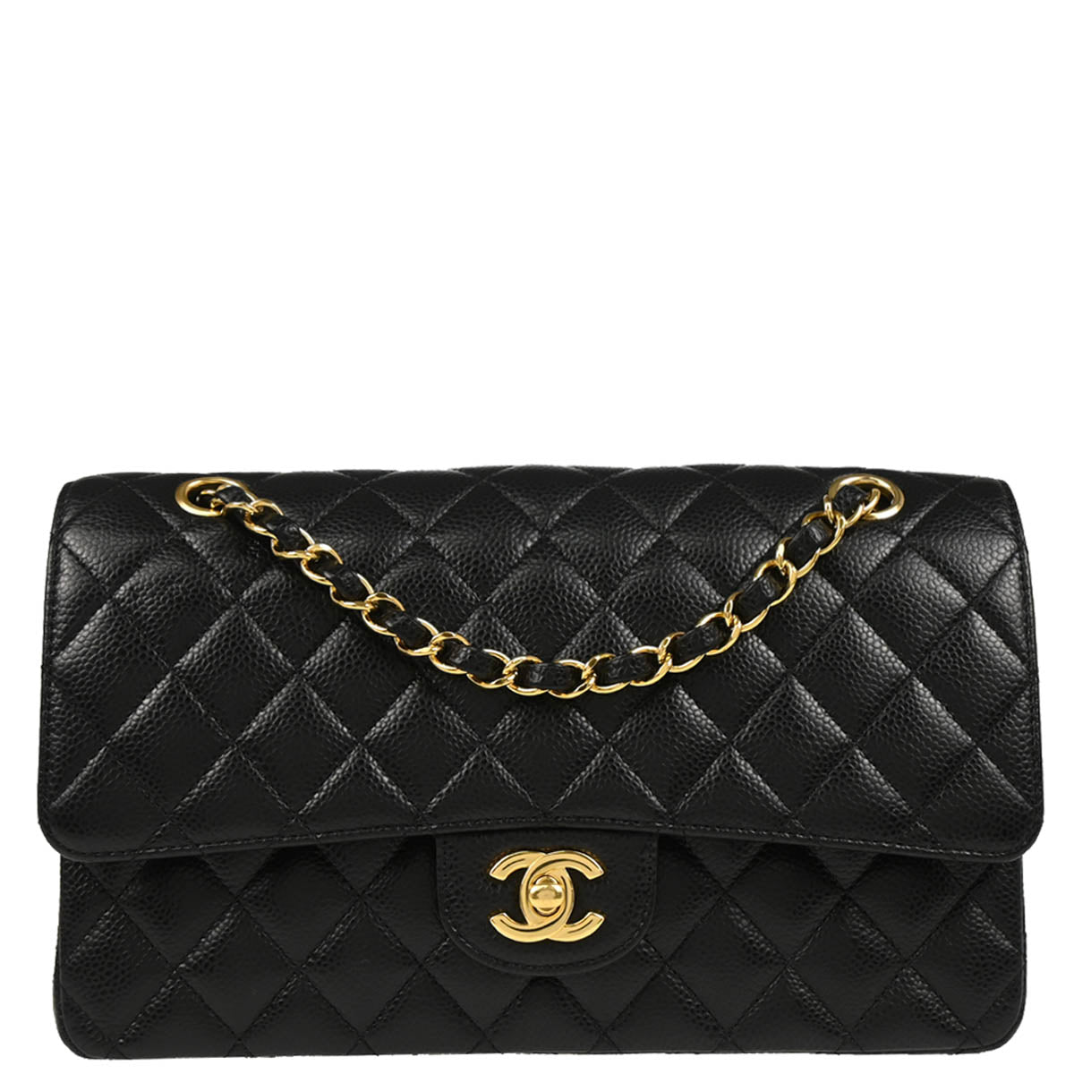 Chanel 2016-2017 Black Caviar Medium Classic Double Flap Shoulder Bag