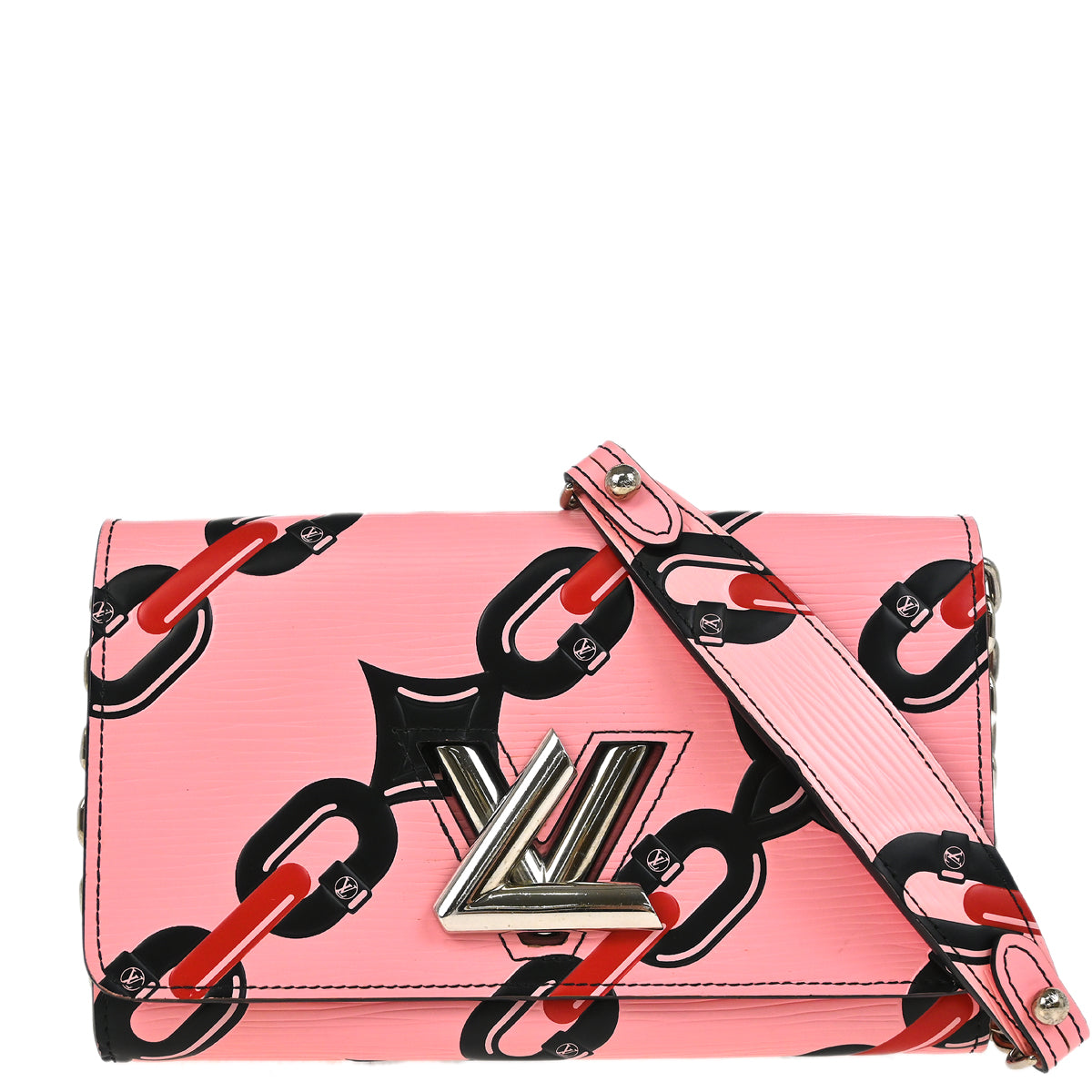 Louis Vuitton Pink Epi Portefeuille Twist Chain Wallet Bag M67227