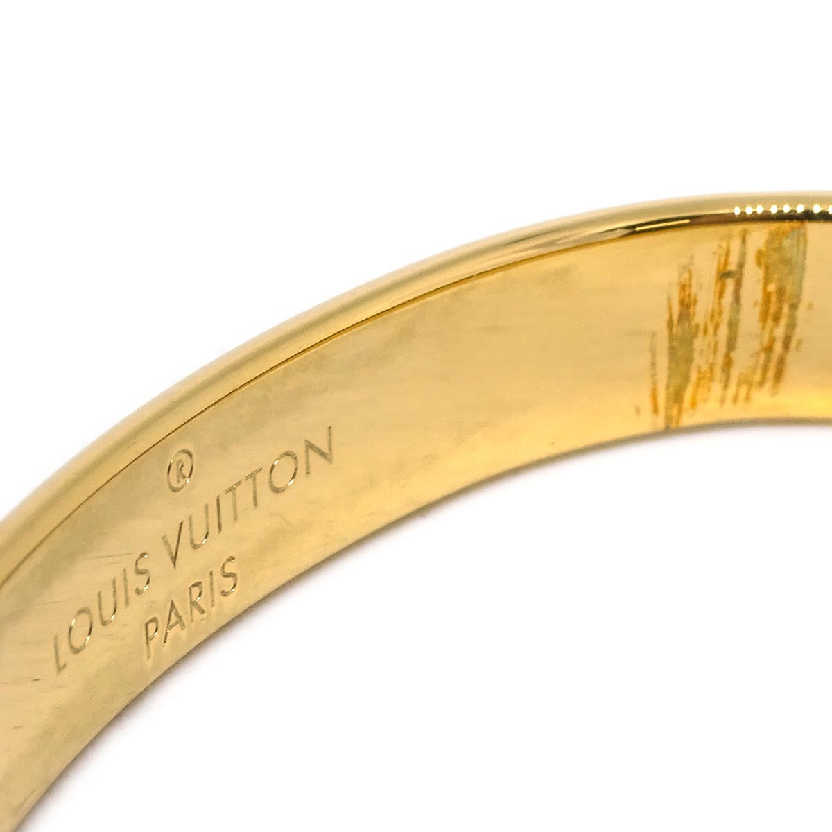 Louis Vuitton Gold Nanogram Cuff Bracelet Bangle M00251 #S