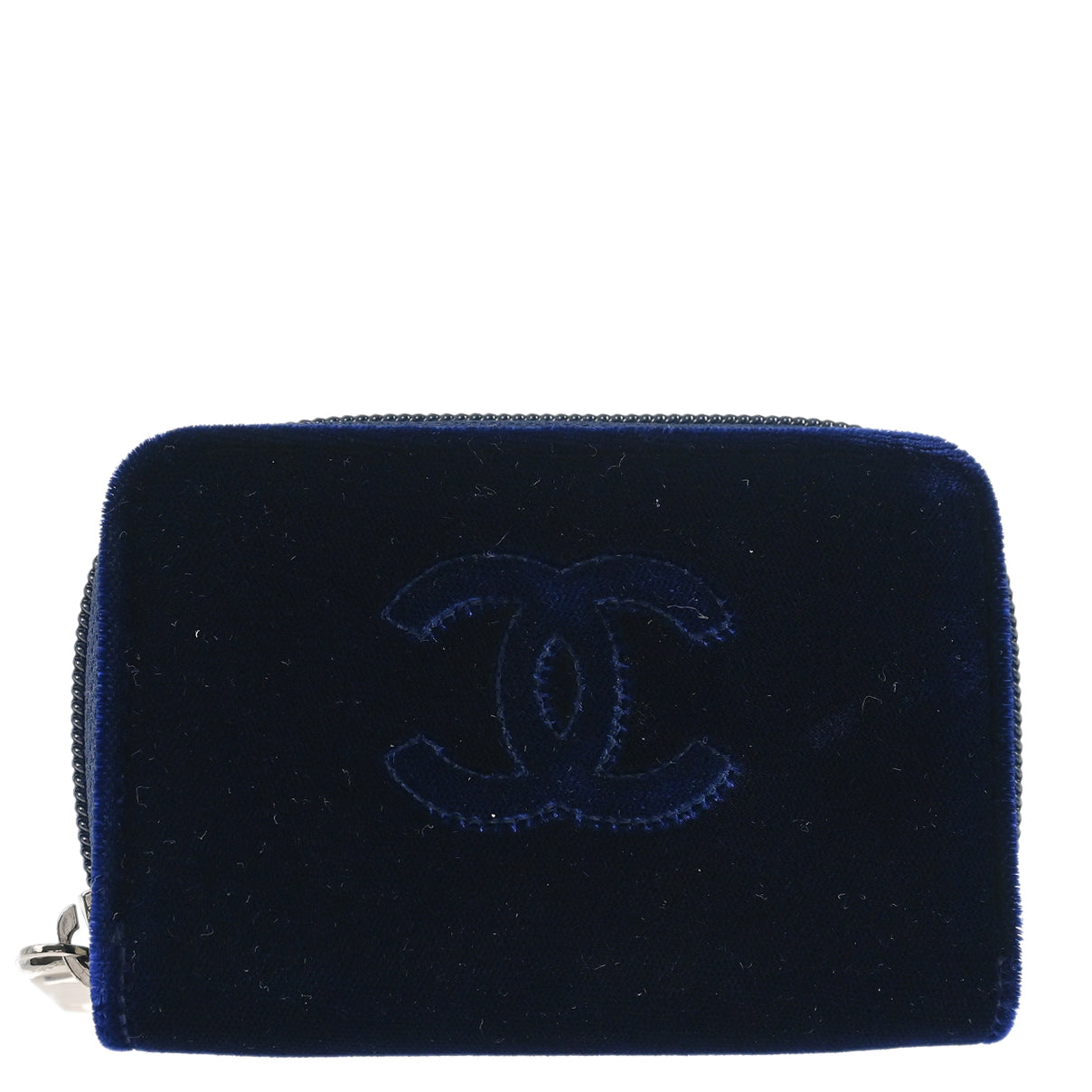 Chanel 2013-2014 Navy Velvet Coin Purse Wallet