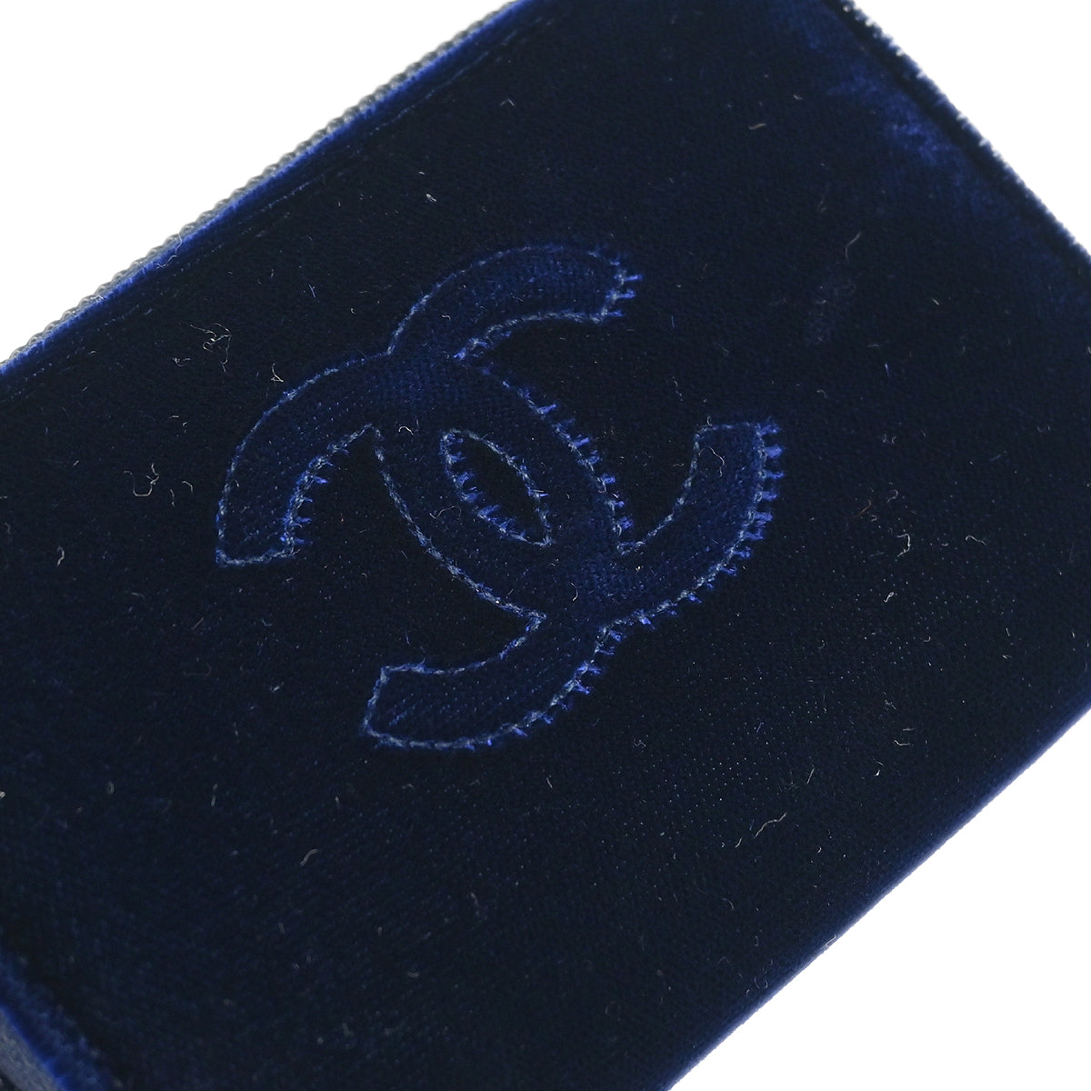 Chanel 2013-2014 Navy Velvet Coin Purse Wallet