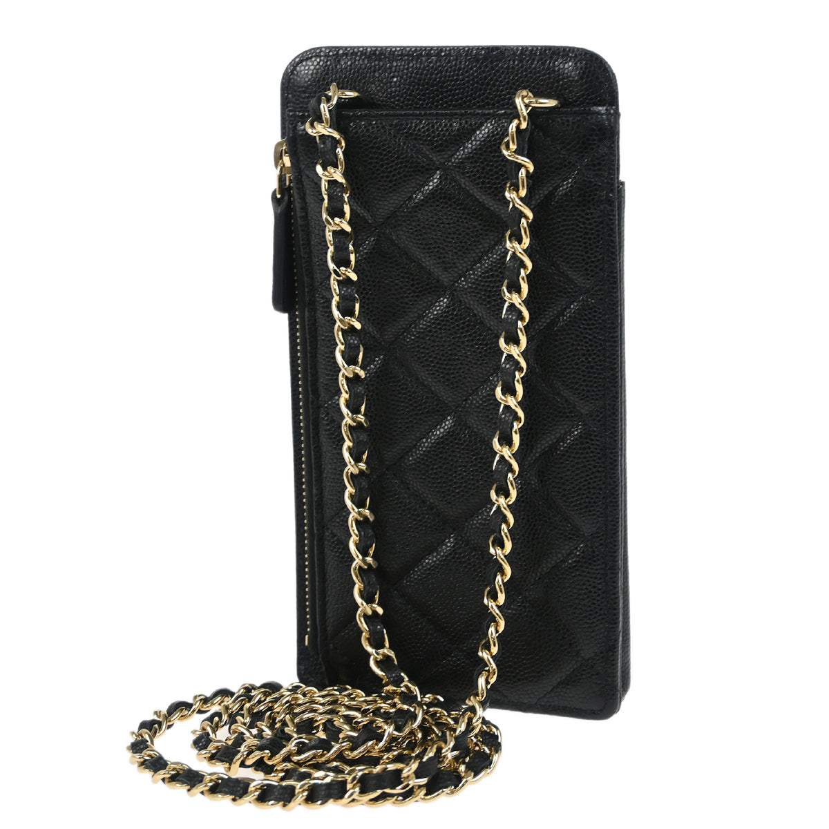 Chanel 2019 Black Caviar Chain Shoulder Bag Pochette Case