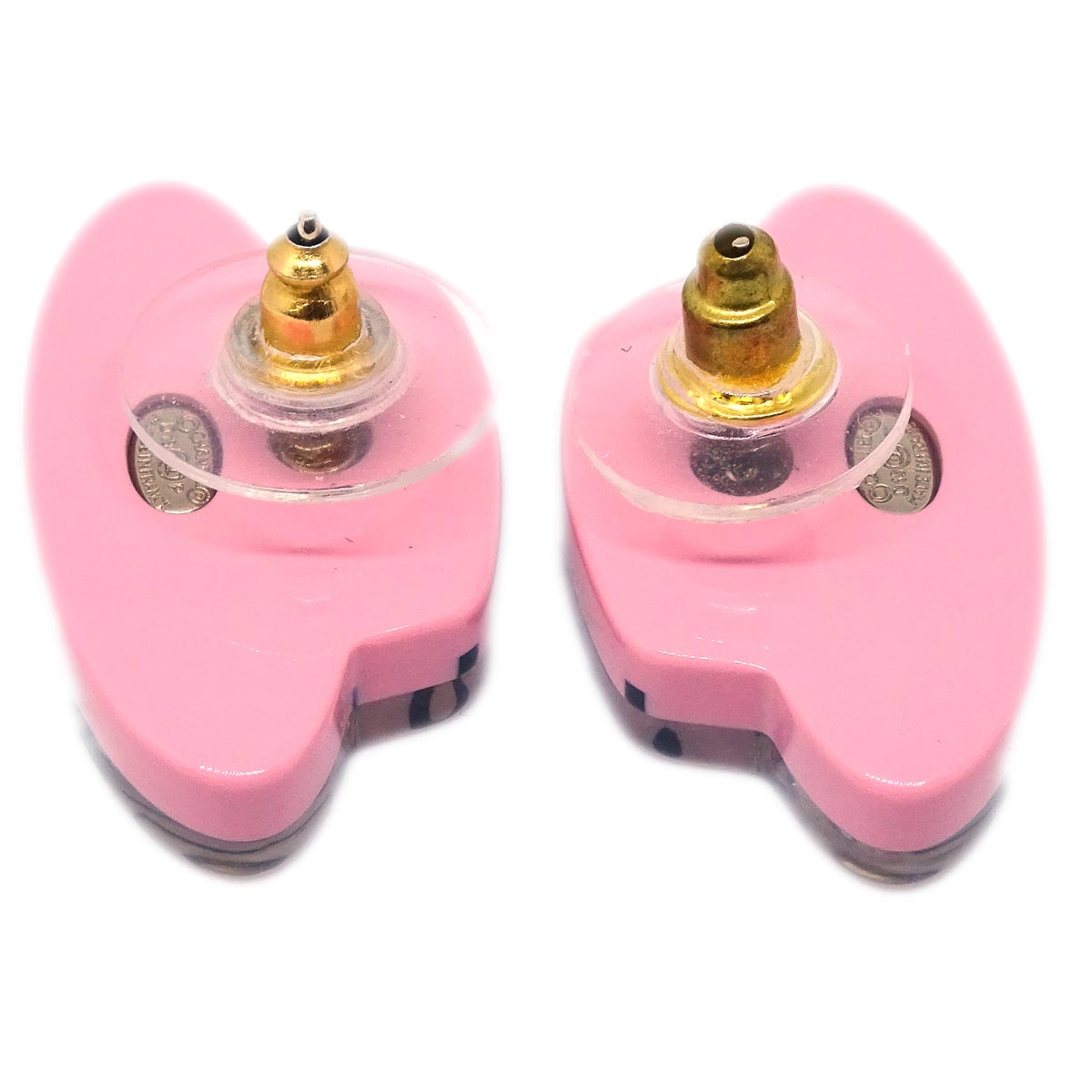 Chanel Hat Piercing Earrings Pink D19P