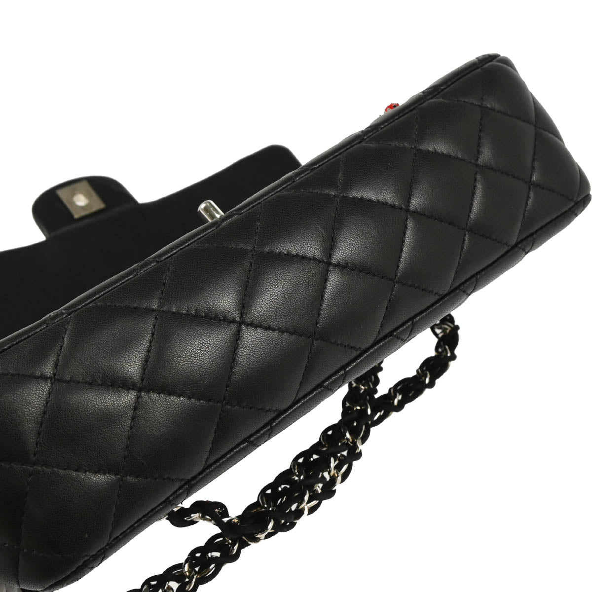 Chanel 2010-2011 Black Lambskin Ladybug Single Flap Shoulder Bag