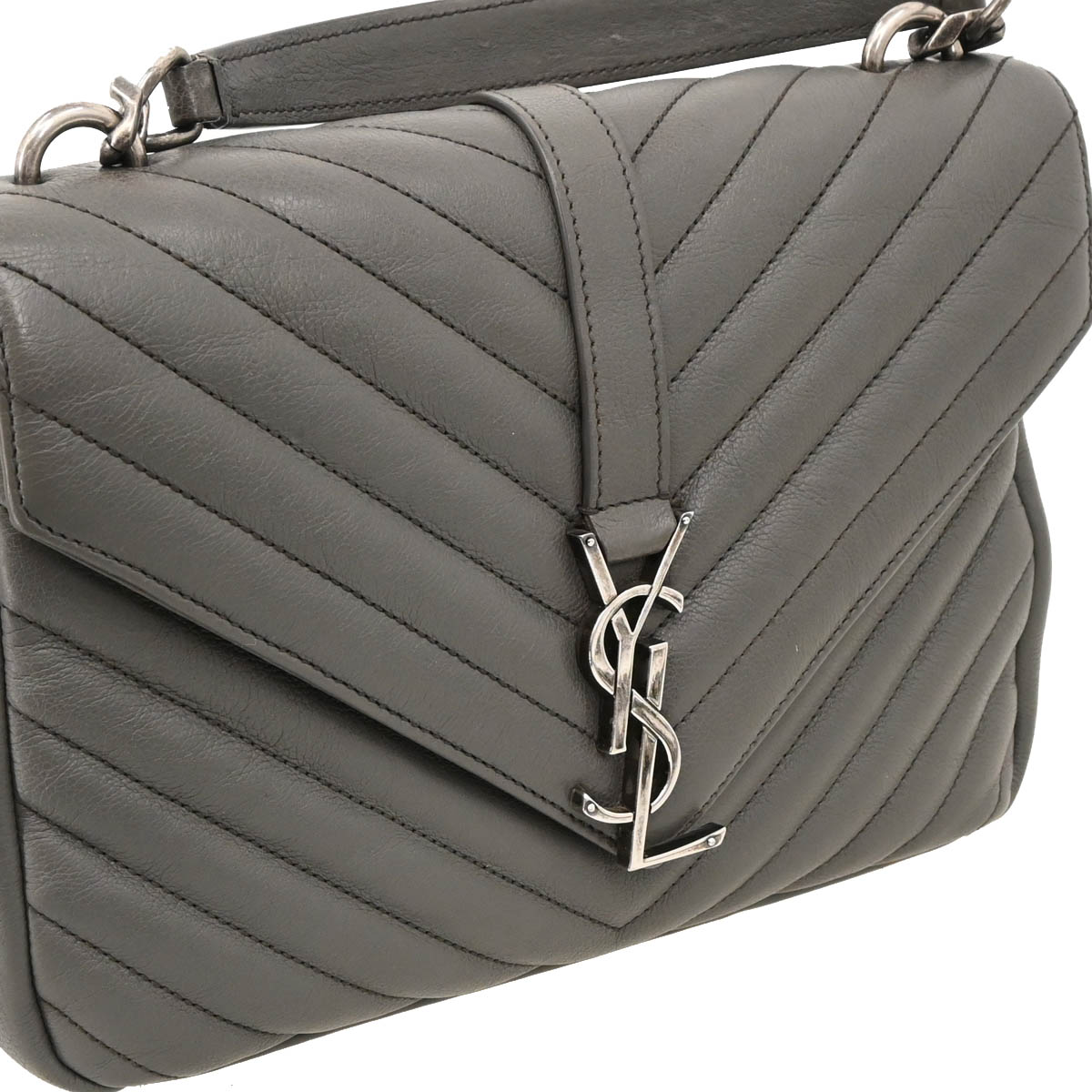 Saint Laurent Gray Leather College 2way Shoulder Handbag