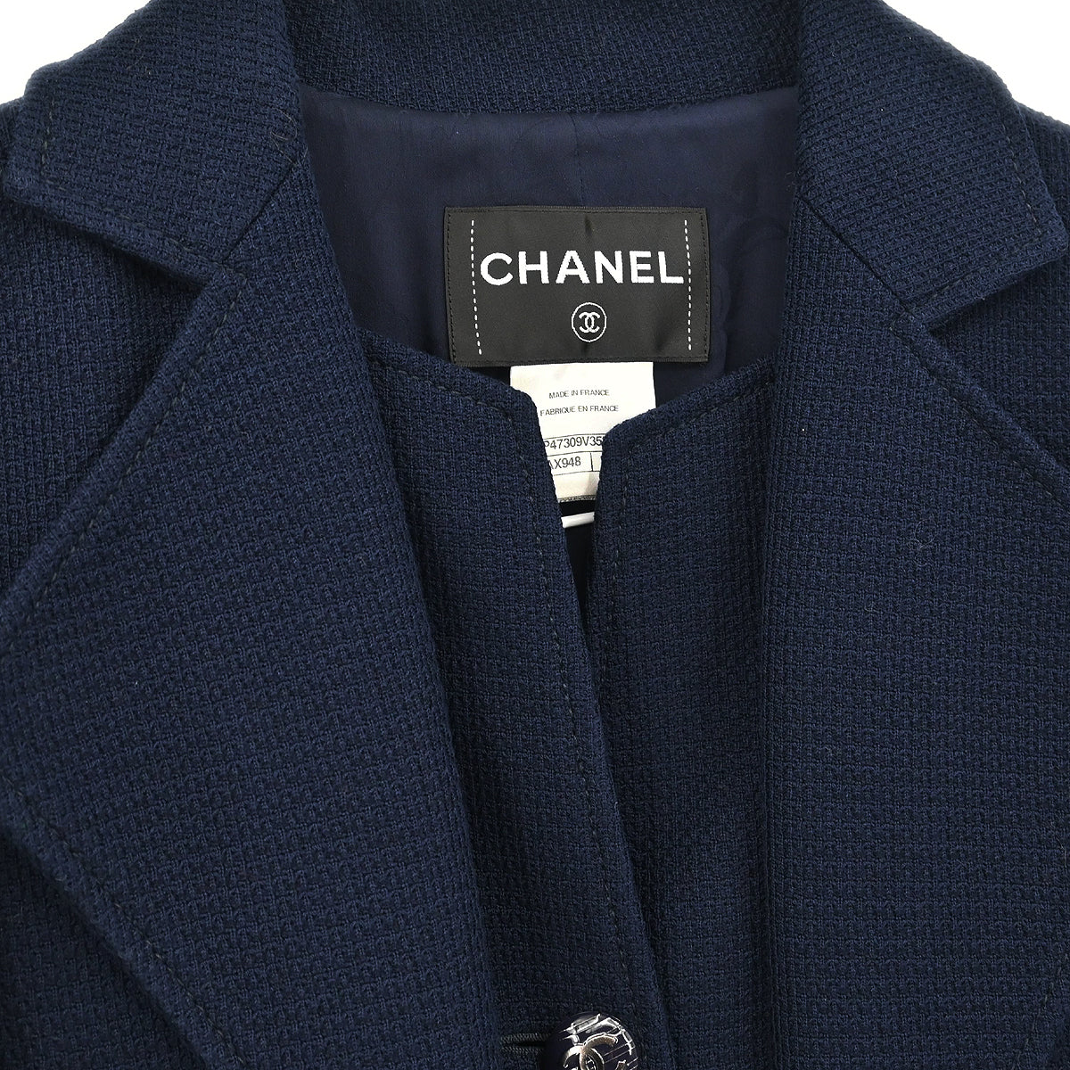 Chanel 2014 Single Breasted Coat Navy #38