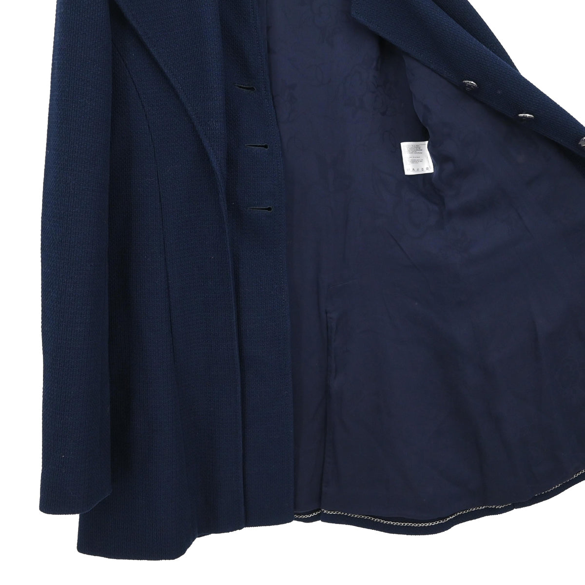 Chanel 2014 Single Breasted Coat Navy #38