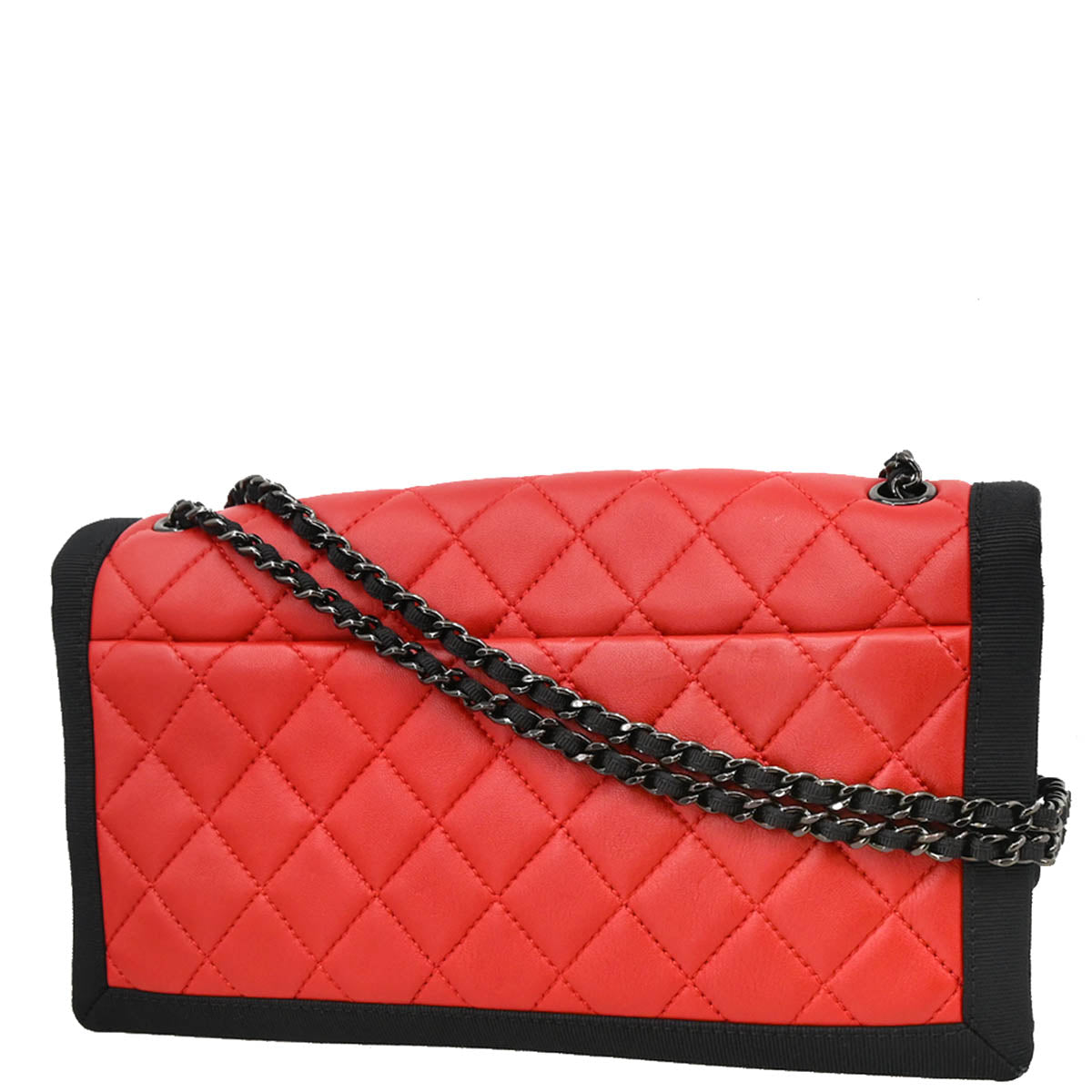 Chanel 2015-2016 Red Lambskin Canvas Shoulder Bag