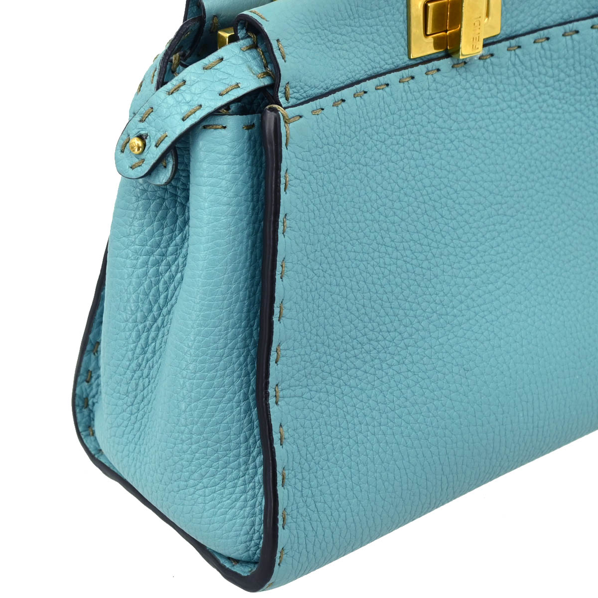 Fendi Light Blue Leather Peekaboo 2way Shoulder Handbag
