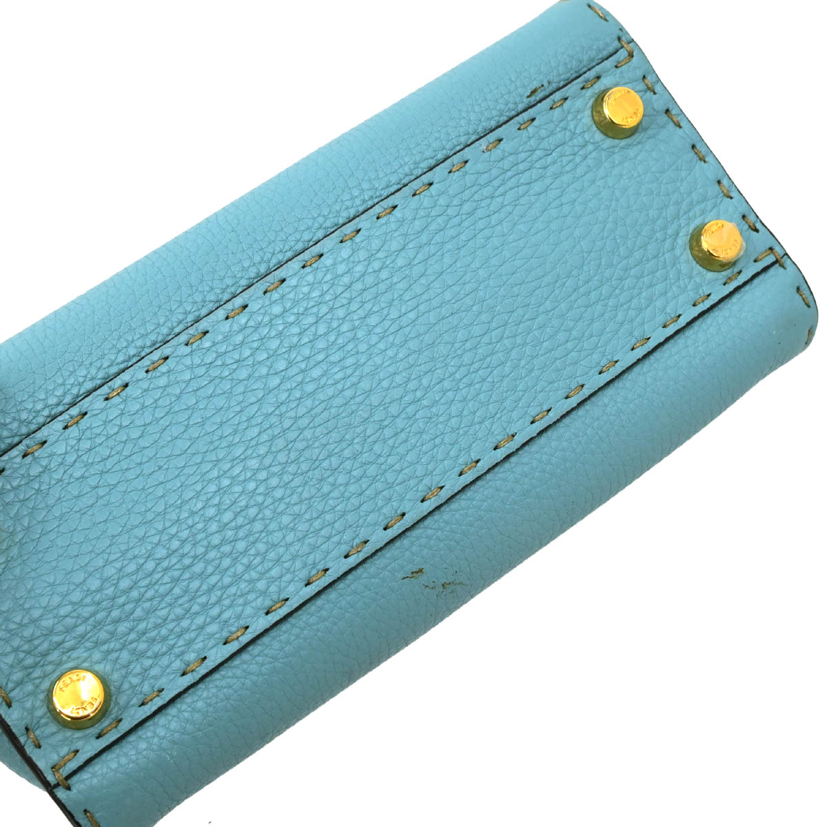 Fendi Light Blue Leather Peekaboo 2way Shoulder Handbag