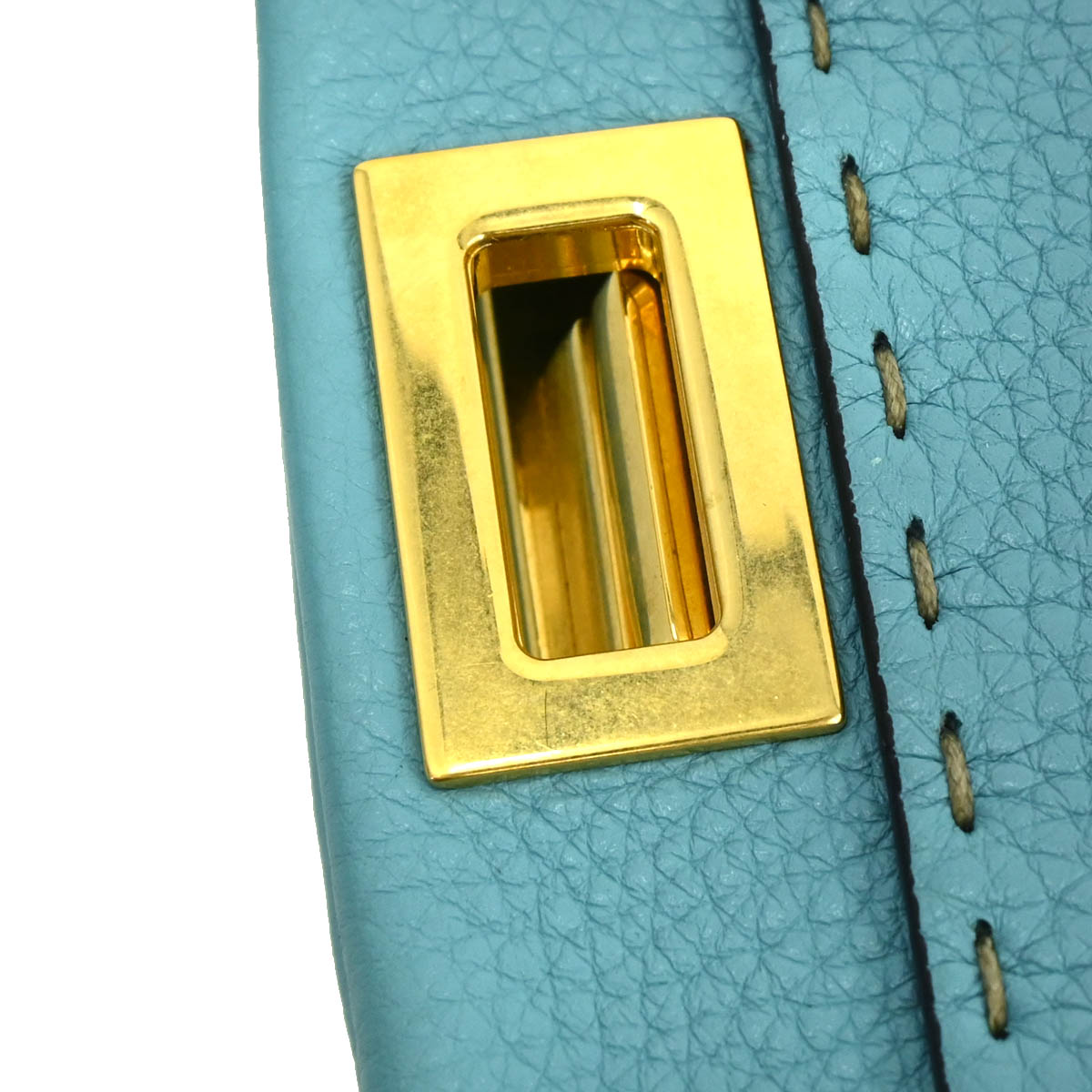 Fendi Light Blue Leather Peekaboo 2way Shoulder Handbag
