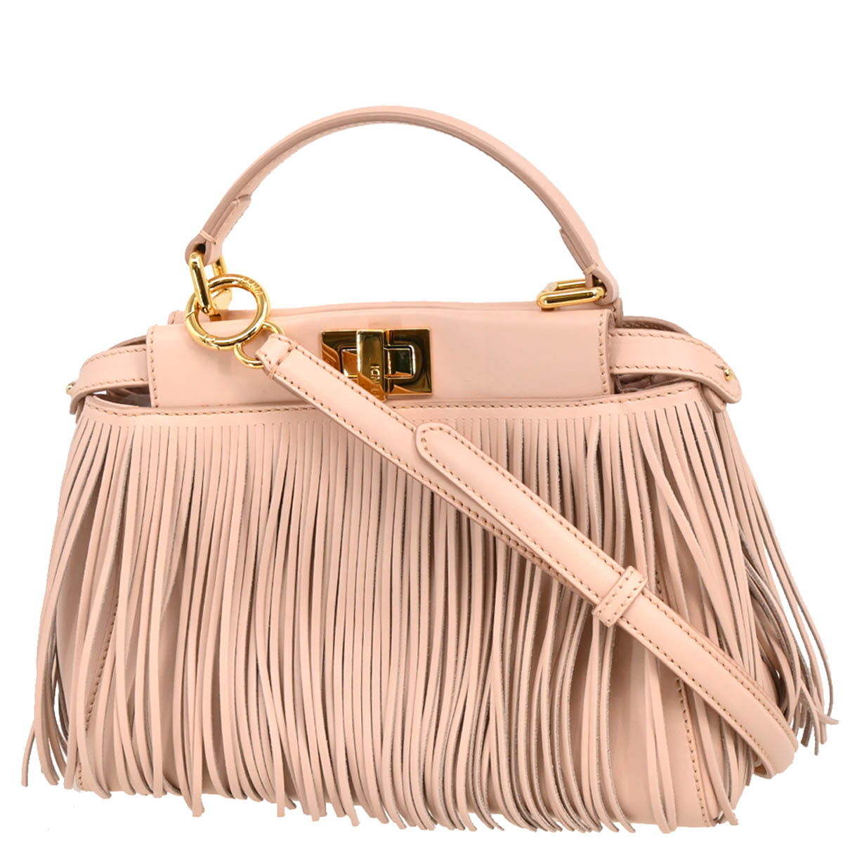 Fendi Pink Leather Peekaboo Mini 2way Shoulder Handbag