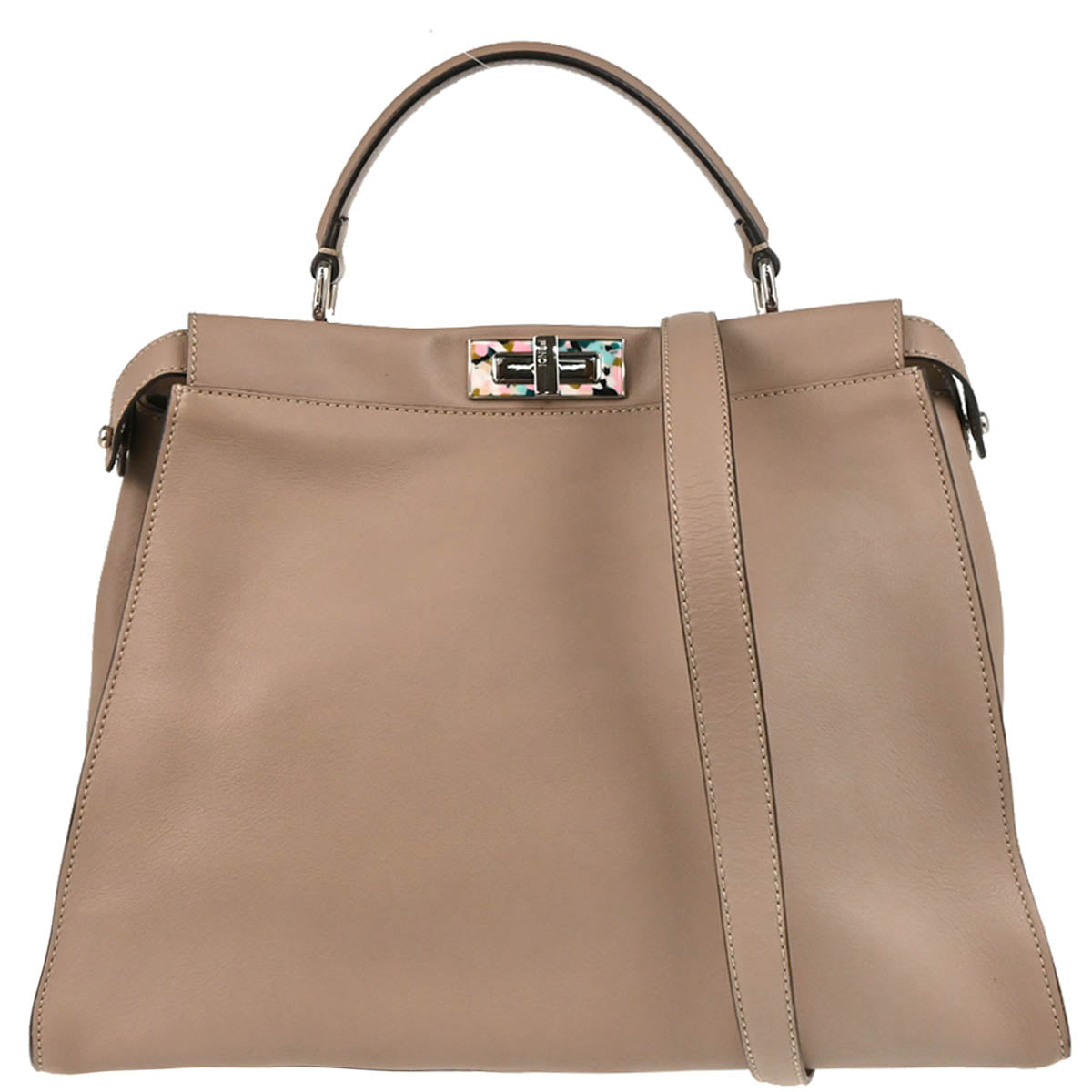 Fendi Gray Leather Peekaboo Fit 2way Shoulder Handbag