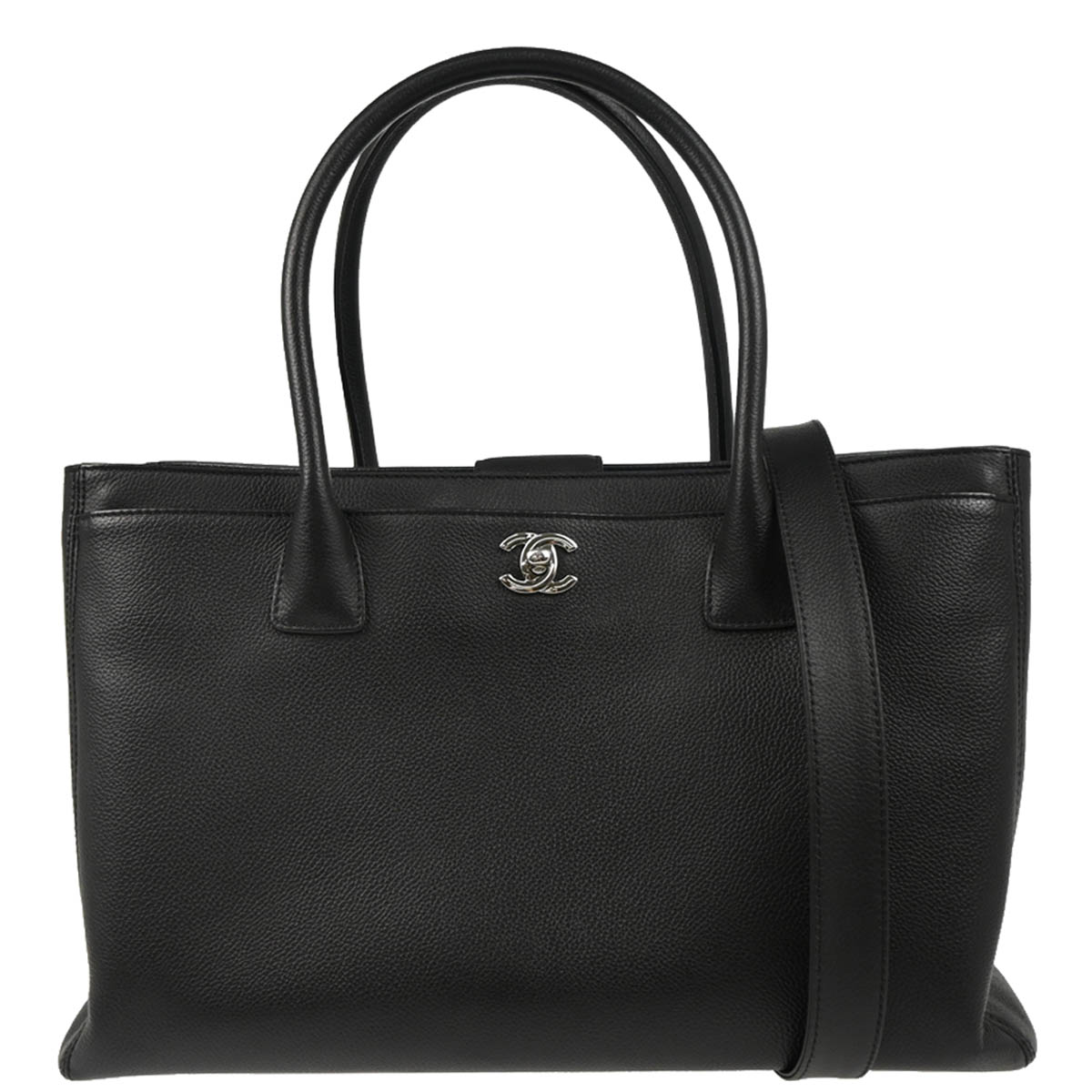 Chanel 2013-2014 Black Calfskin Executive Cerf Tote 2way Shoulder Bag