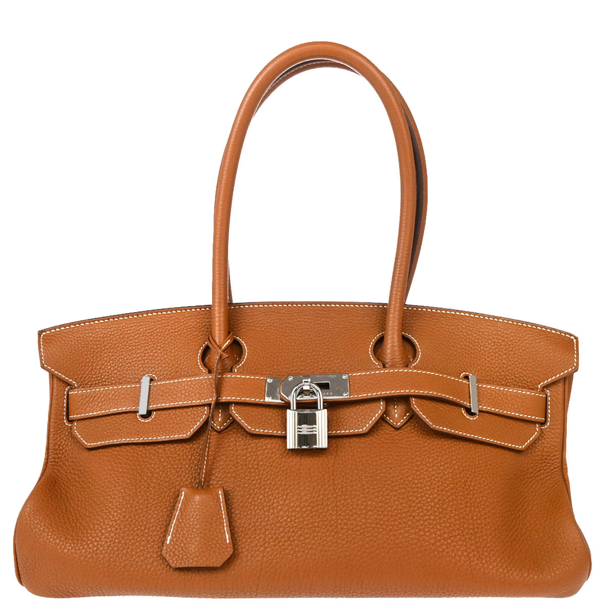 Hermes Gold Taurillon Clemence Shoulder Birkin Handbag