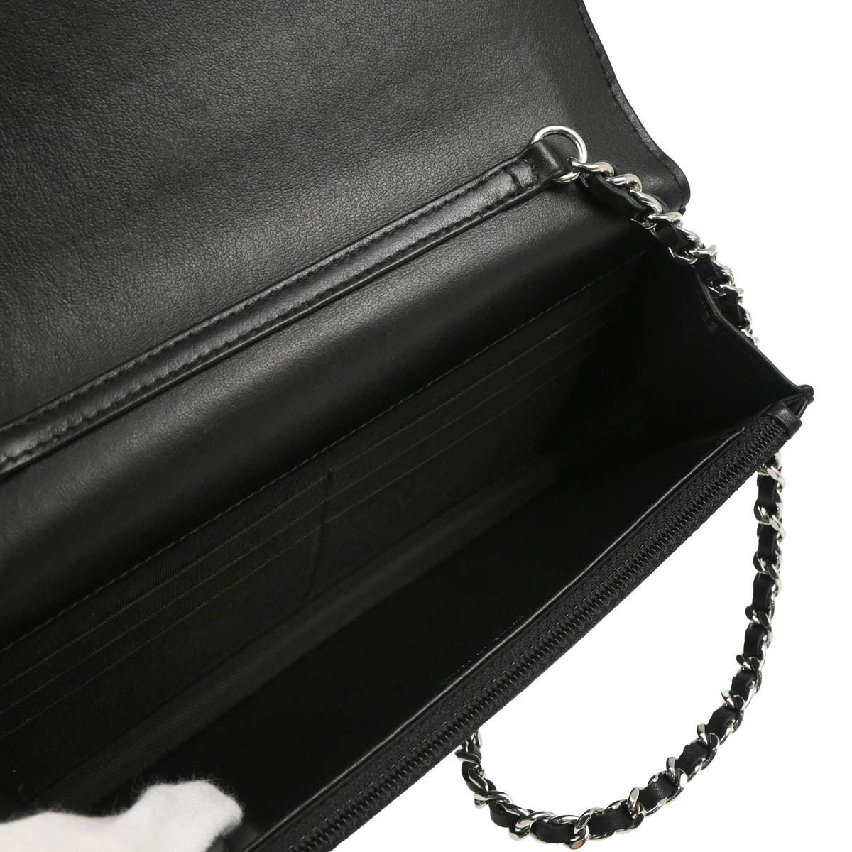 Chanel 2018 Black Lambskin Chevron Tassel WOC Shoulder Wallet Bag